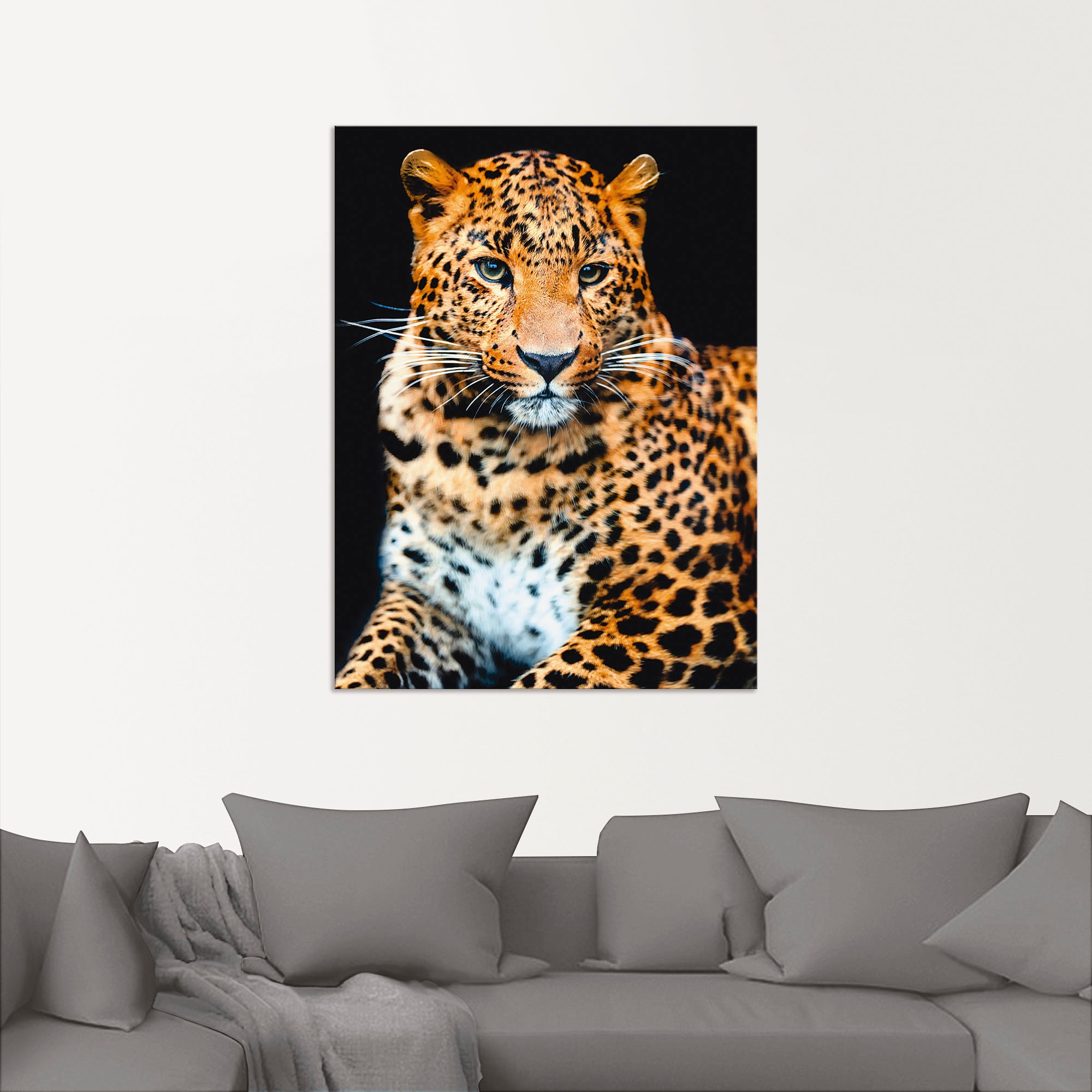 Artland Wandbild »Wütender wilder Leopard«, Wildtiere, (1 St.), als Alubild, Outdoorbild, Leinwandbild, Poster, Wandaufkleber