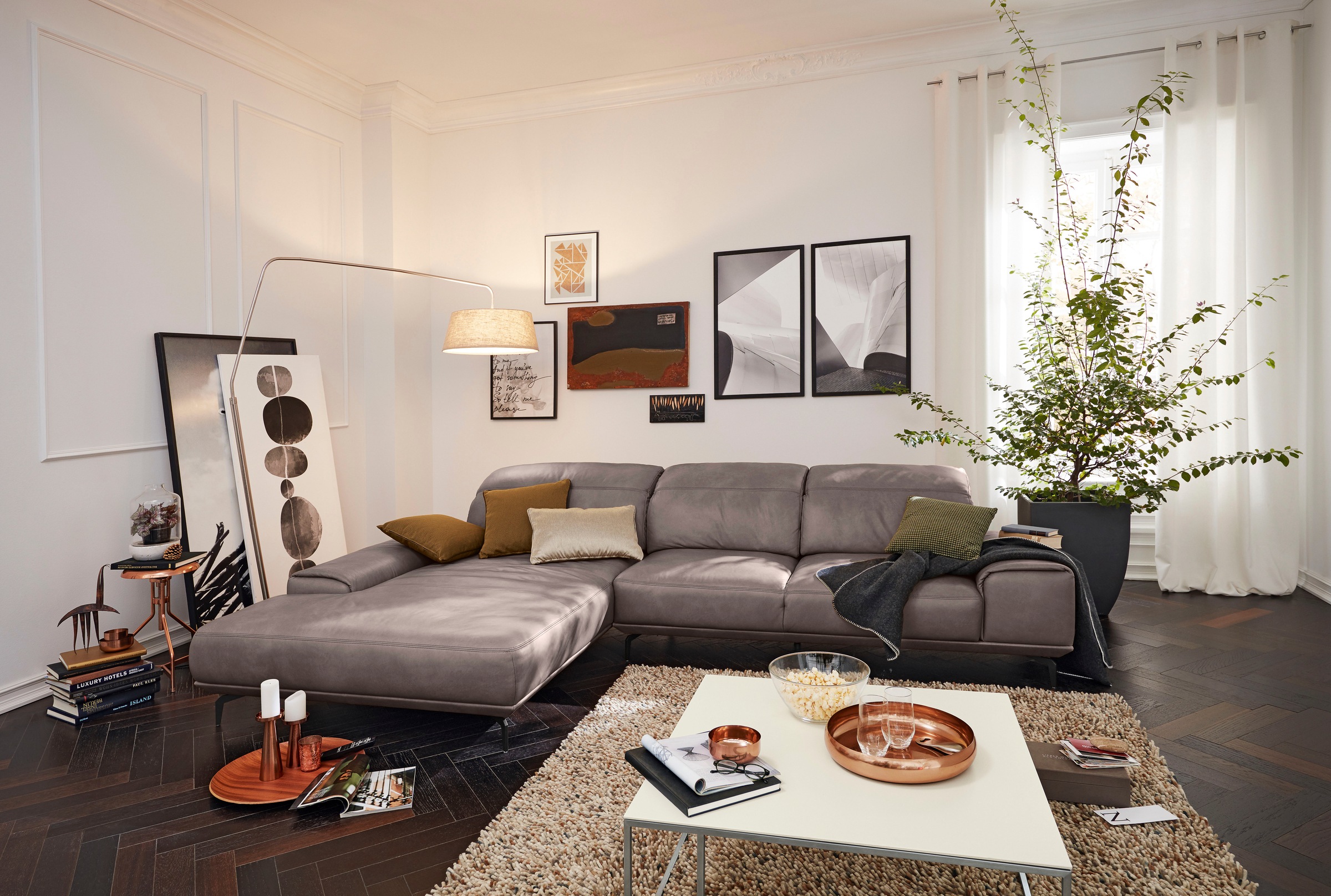 Musterring Wohnlandschaft »MR 2490«, Fuß schwarz, Sitzhöhe 48cm, wahlweise mit Funktionen, Maße 342x207 cm