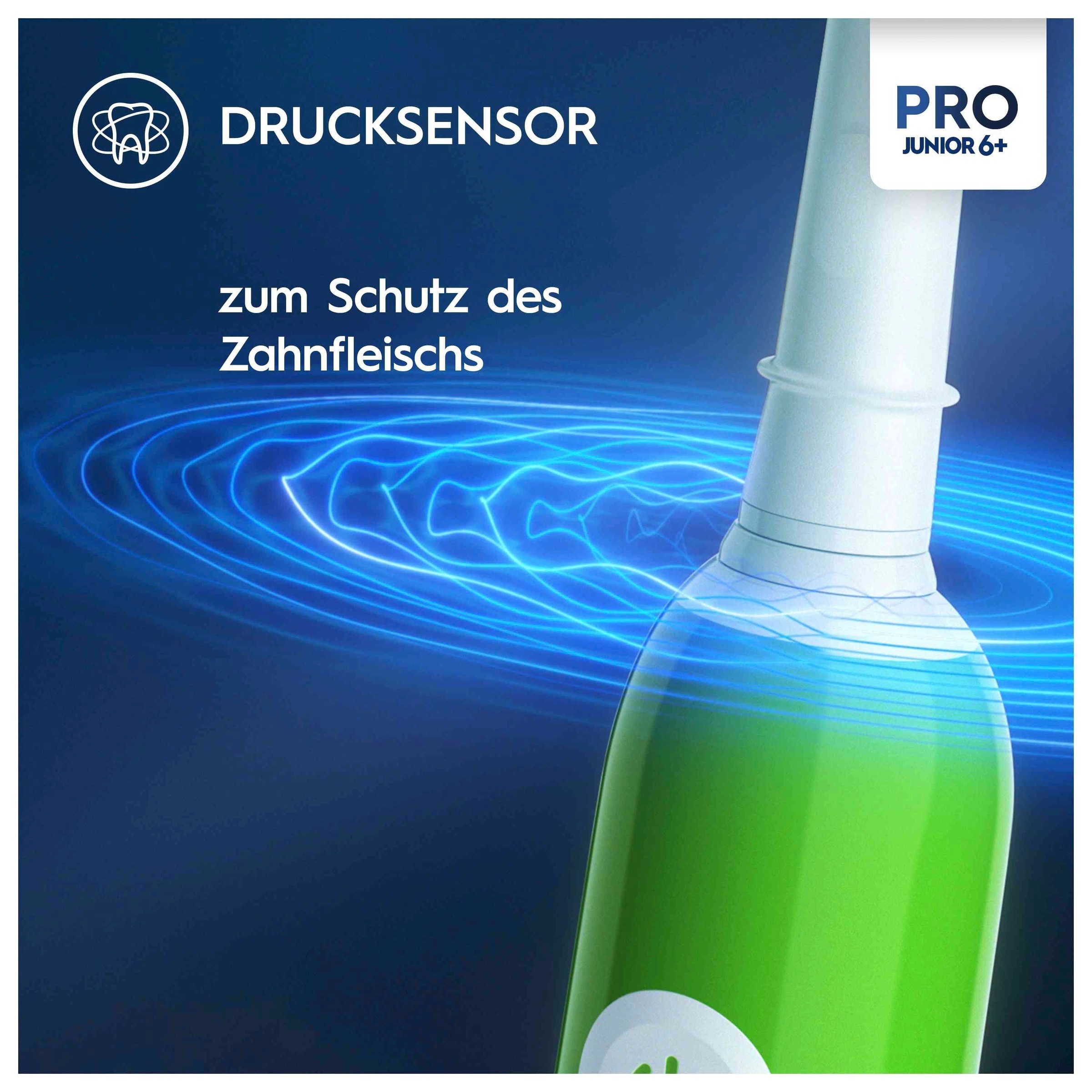 Oral-B Elektrische Zahnbürste »Pro Junior«, 1 St. Aufsteckbürsten, Drucksensor