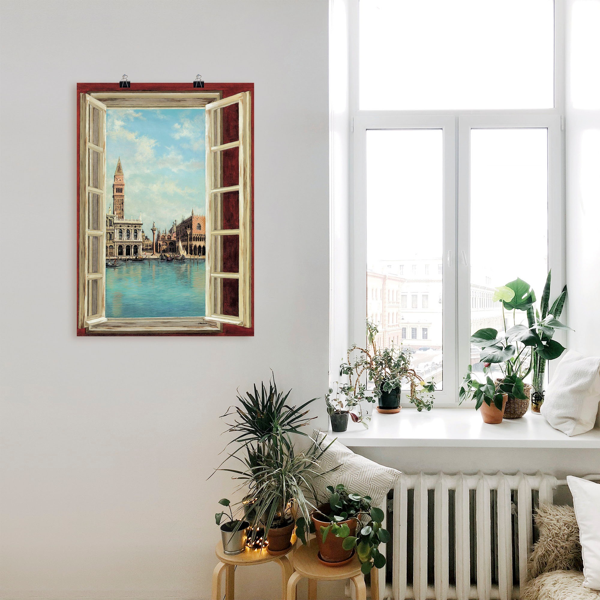 Artland Wandbild »Fenster mit Blick auf Venedig«, Fensterblick, (1 St.), als Leinwandbild, Poster, Wandaufkleber in verschied. Größen