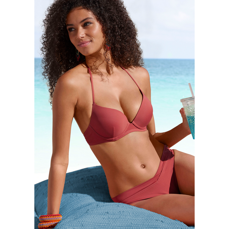 LASCANA Push-Up-Bikini-Top »Shiva« in trendiger Unifarbe rostrot 42 - Cup C Cup C 42 Zeitloses Design