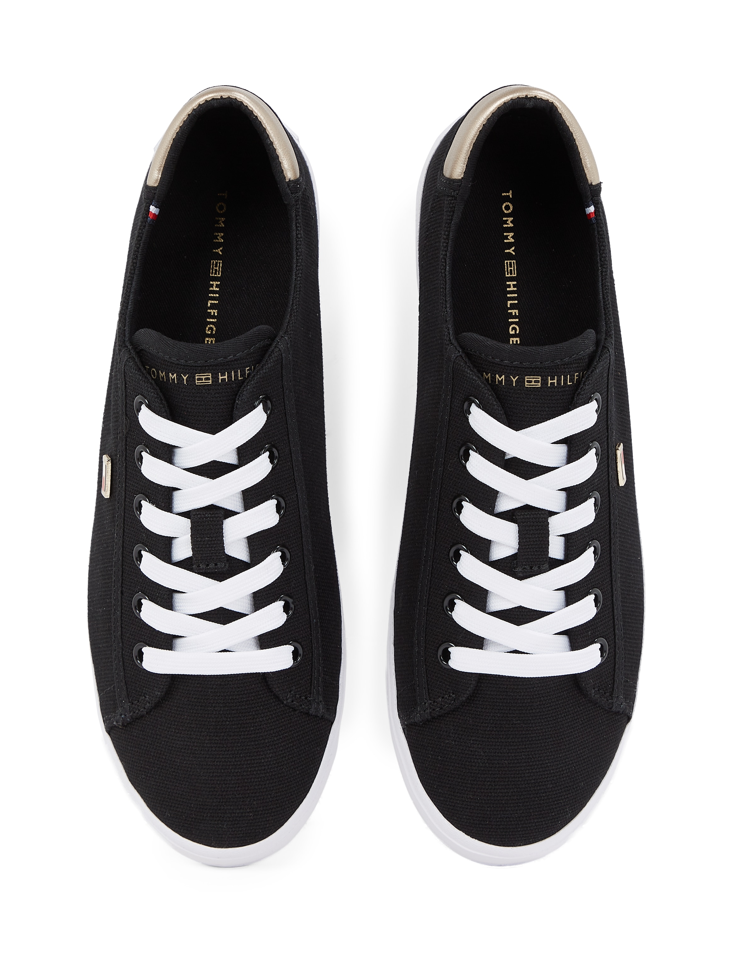 Tommy Hilfiger Plateausneaker »VULC CANVAS LACE UP SNEAKER«, Freizeitschuh, Halbschuh, Schnürschuh, in schmaler Form