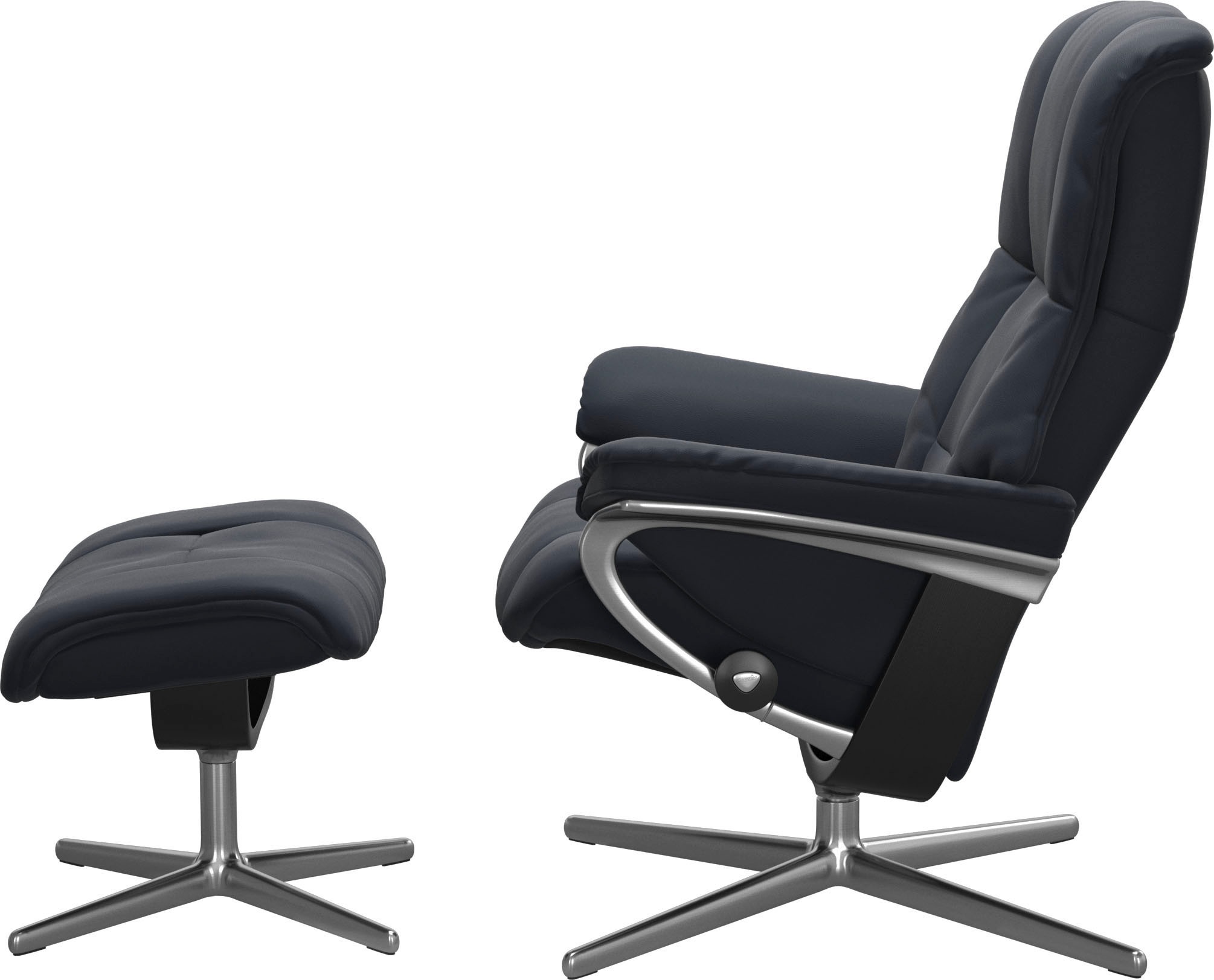 Stressless® Relaxsessel »Mayfair«, (Set, Relaxsessel mit Hocker), mit Hocker, mit Cross Base, Größe S, M & L, Holzakzent Schwarz