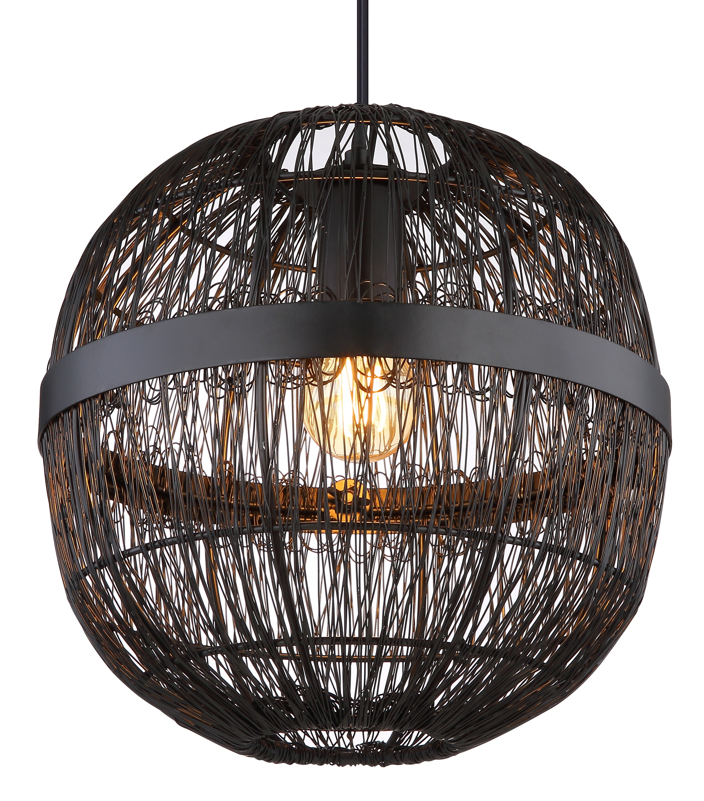 GLOBO LIGHTING Hängeleuchte »HERMI II«, Leuchtmittel E27 | ohne Leuchtmittel, Pendelleuchte / Wohnbereich /schwarz / Metallgeflecht / Kugel