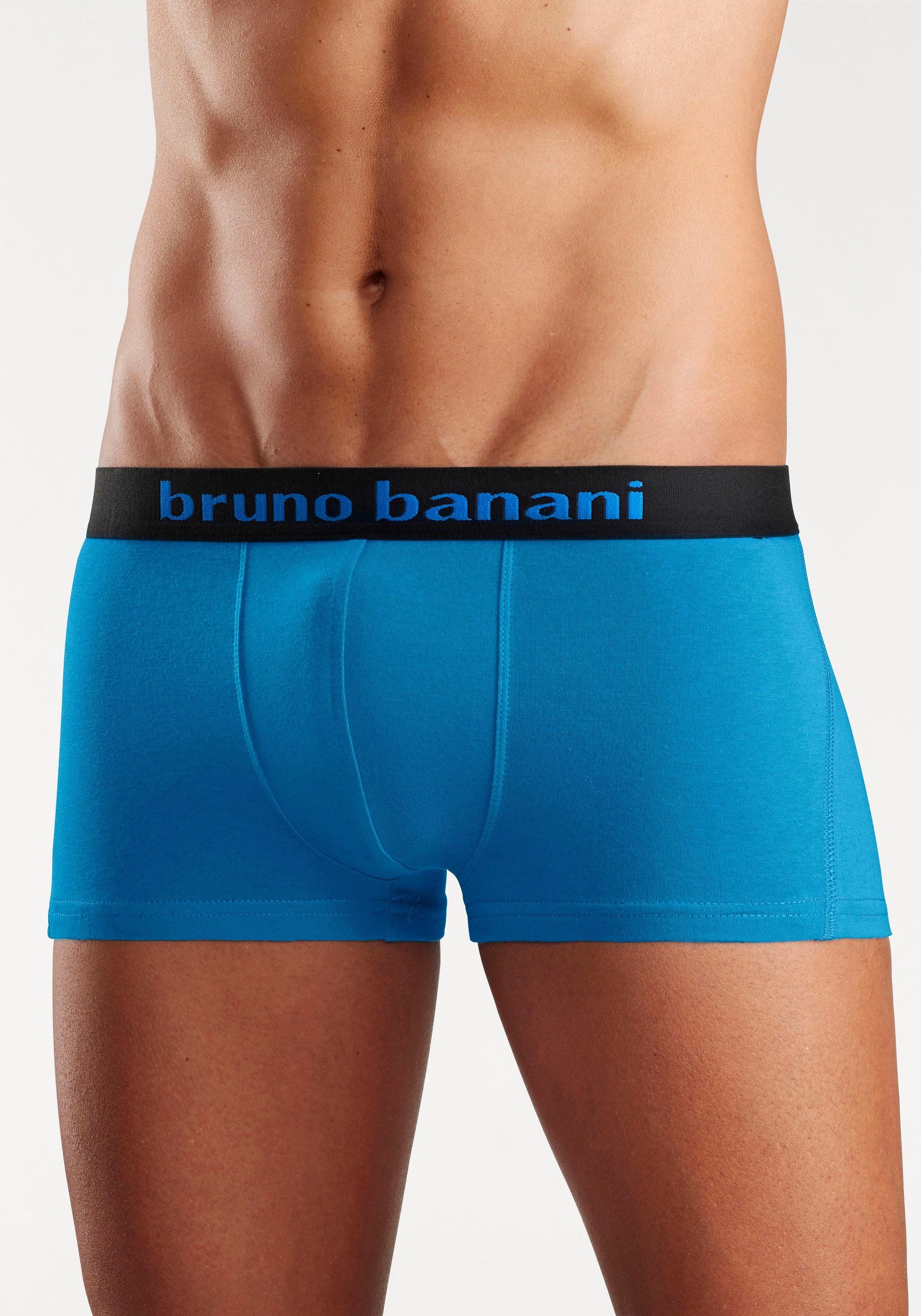 Bruno Banani Hipster, (Packung, 4 St.), knapp sitzende Boxershorts mit Logo Webbund aus Baumwollmischung