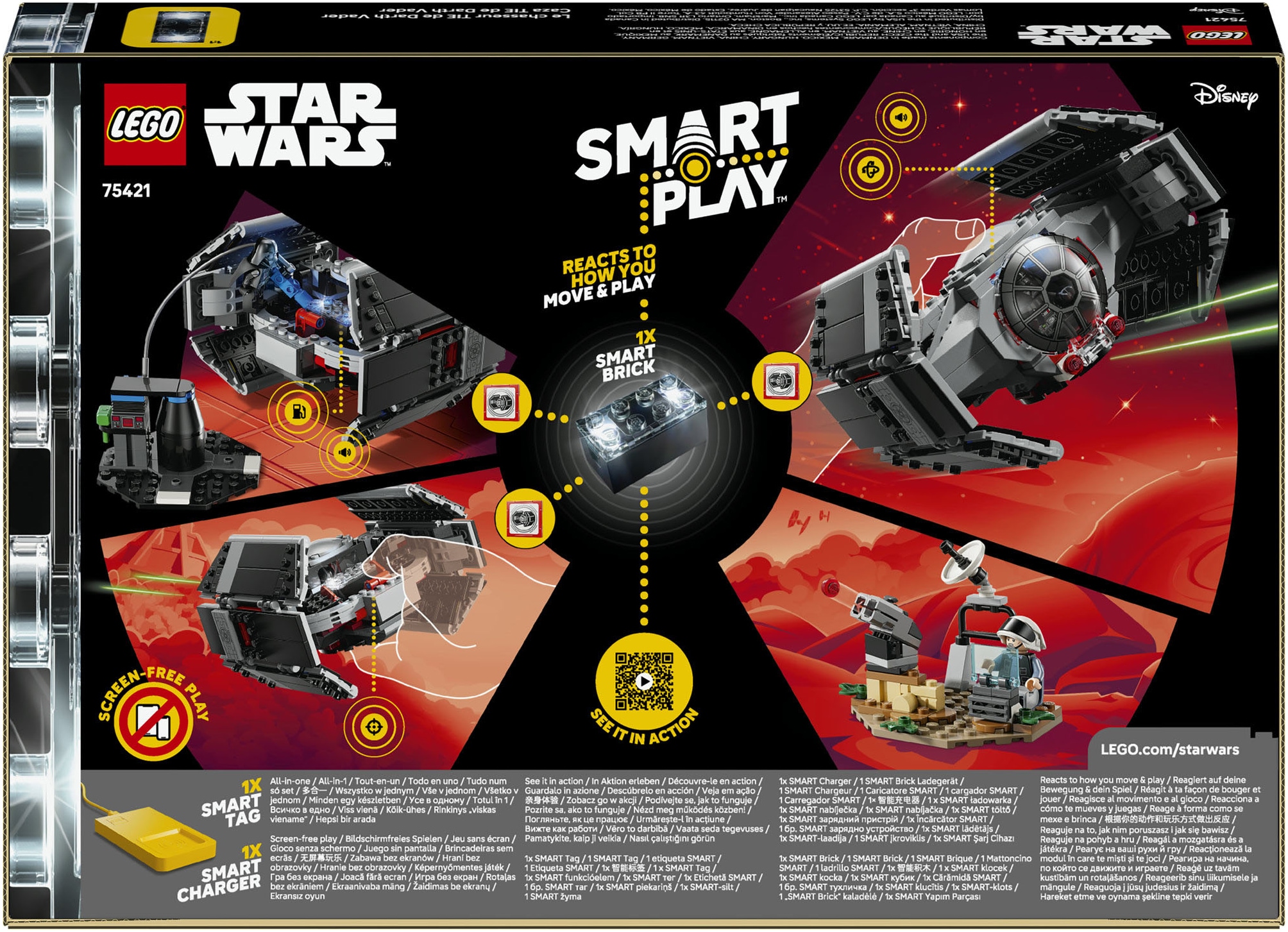 LEGO® Konstruktionsspielsteine »SMART Play: Darth Vaders TIE Fighter (75421), LEGO Star Wars™« inklusive SMART Brick; mit Licht- und Soundeffekten