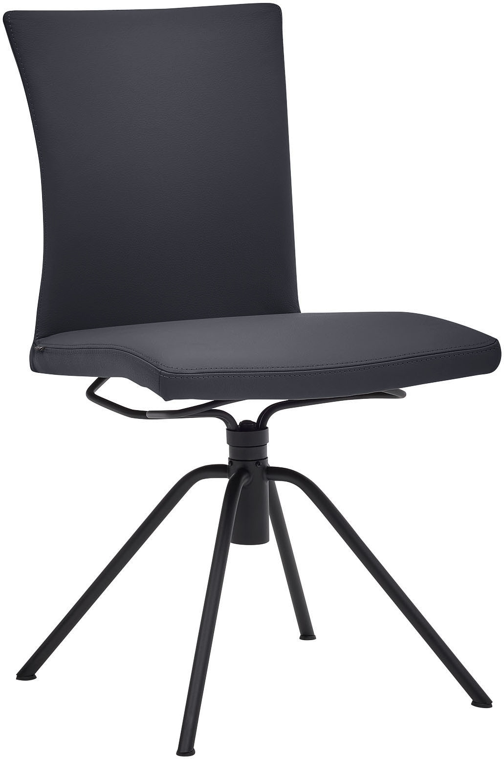 Musterring Polsterstuhl »Helmond 6700«, (Set), 2 St., Echtleder, Drehgestell in schwarz inkl. Rückholfunktion, ohne Armlehne