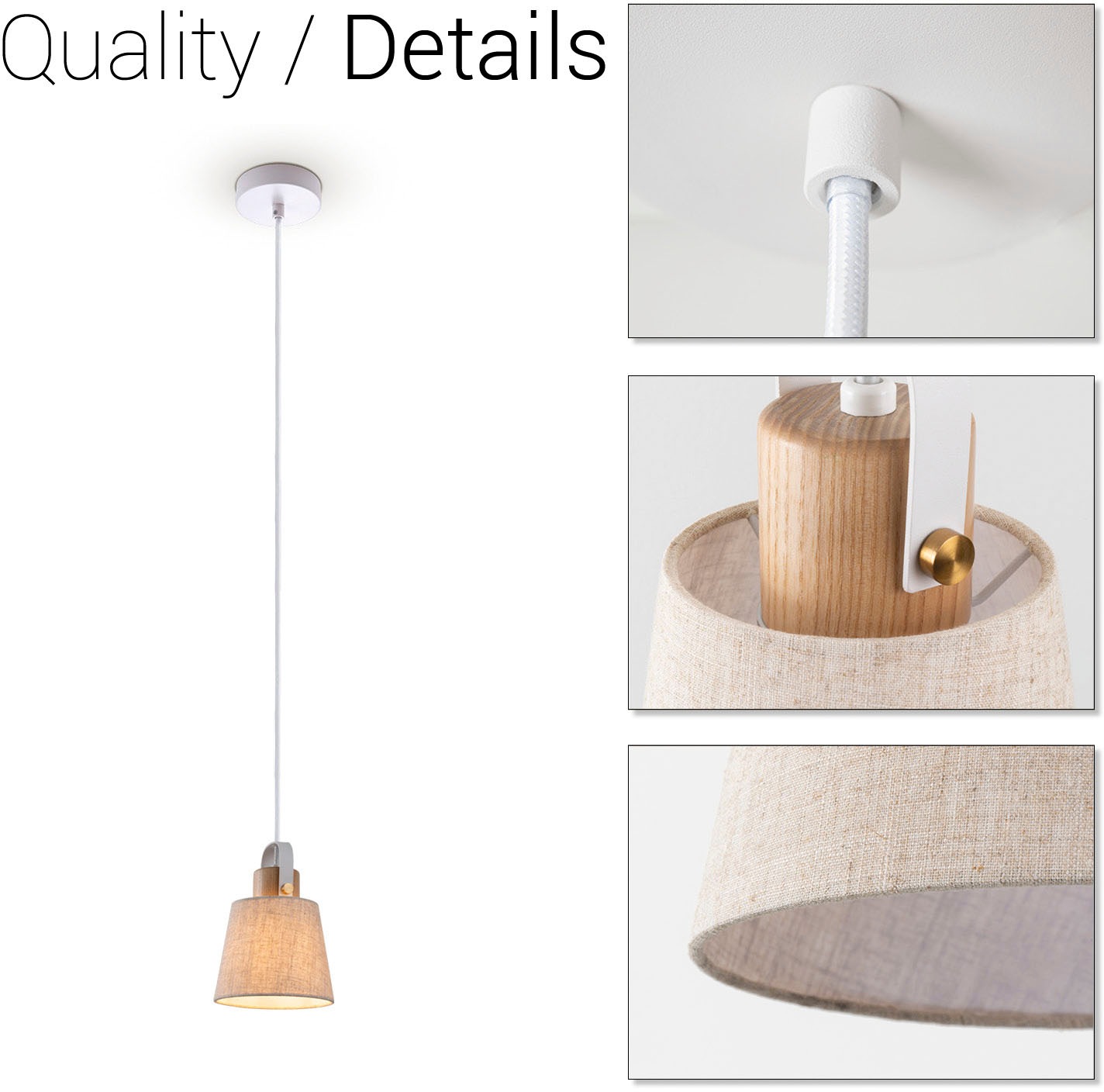 Paco Home Pendelleuchte »MARTA«, Leuchtmittel E27 | ohne Leuchtmittel, Wohnzimmer Esszimmer Industrial Design E27 Stoffschirm 1,5m Kabel
