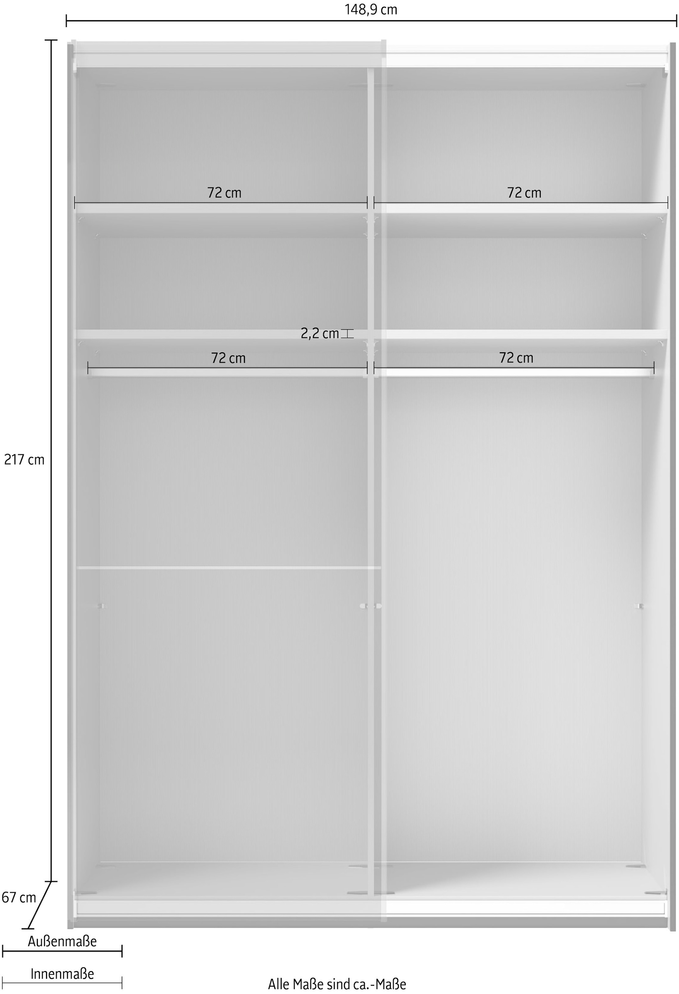 Musterring Schwebetürenschrank »Imola W« inkl. Einlegeböden und Kleiderstangen, mit Glastüren und Aufleistungen