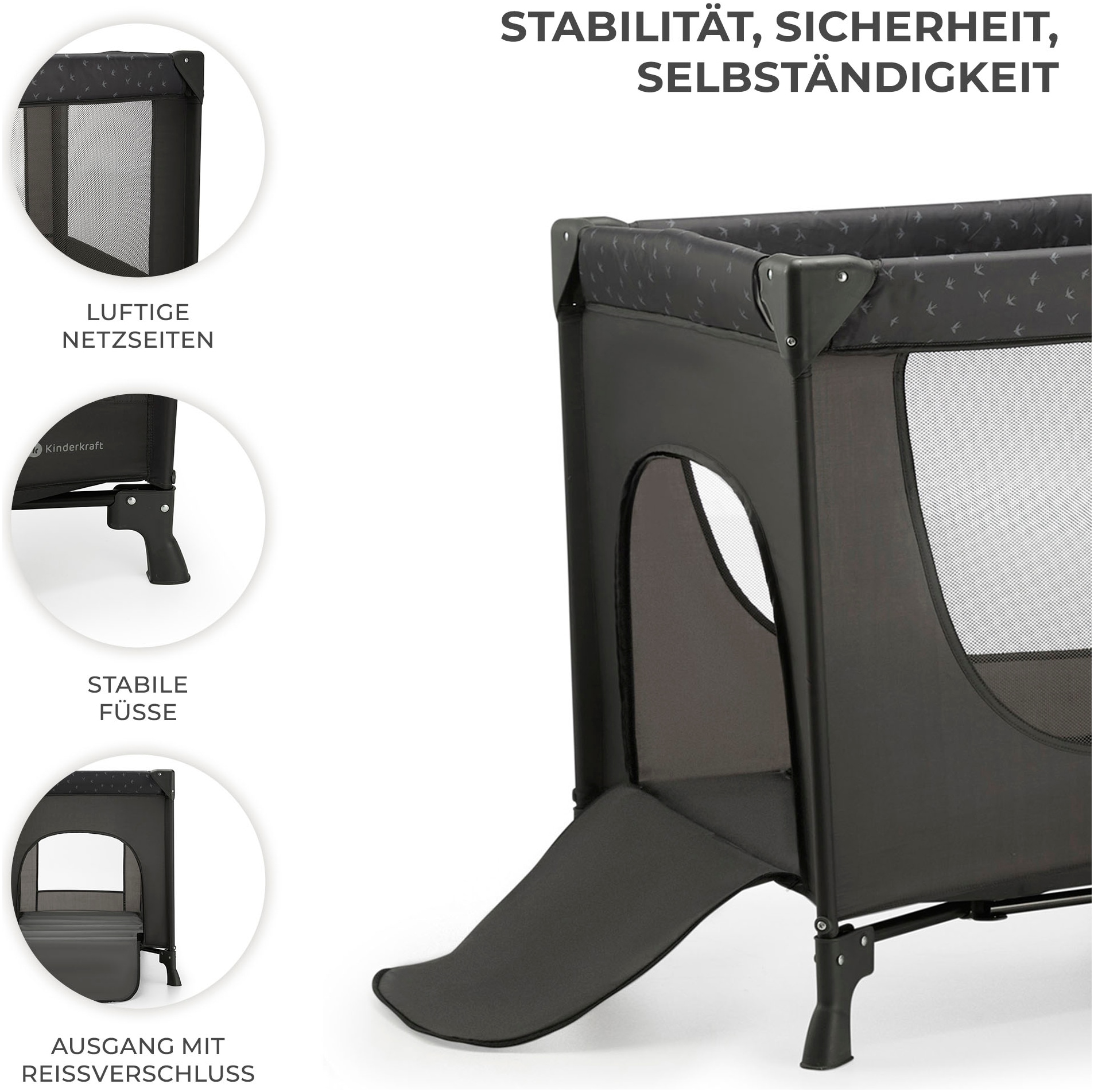 Kinderkraft Baby-Reisebett »2in1 JOY LIGHT, grau« mit Tragetasche