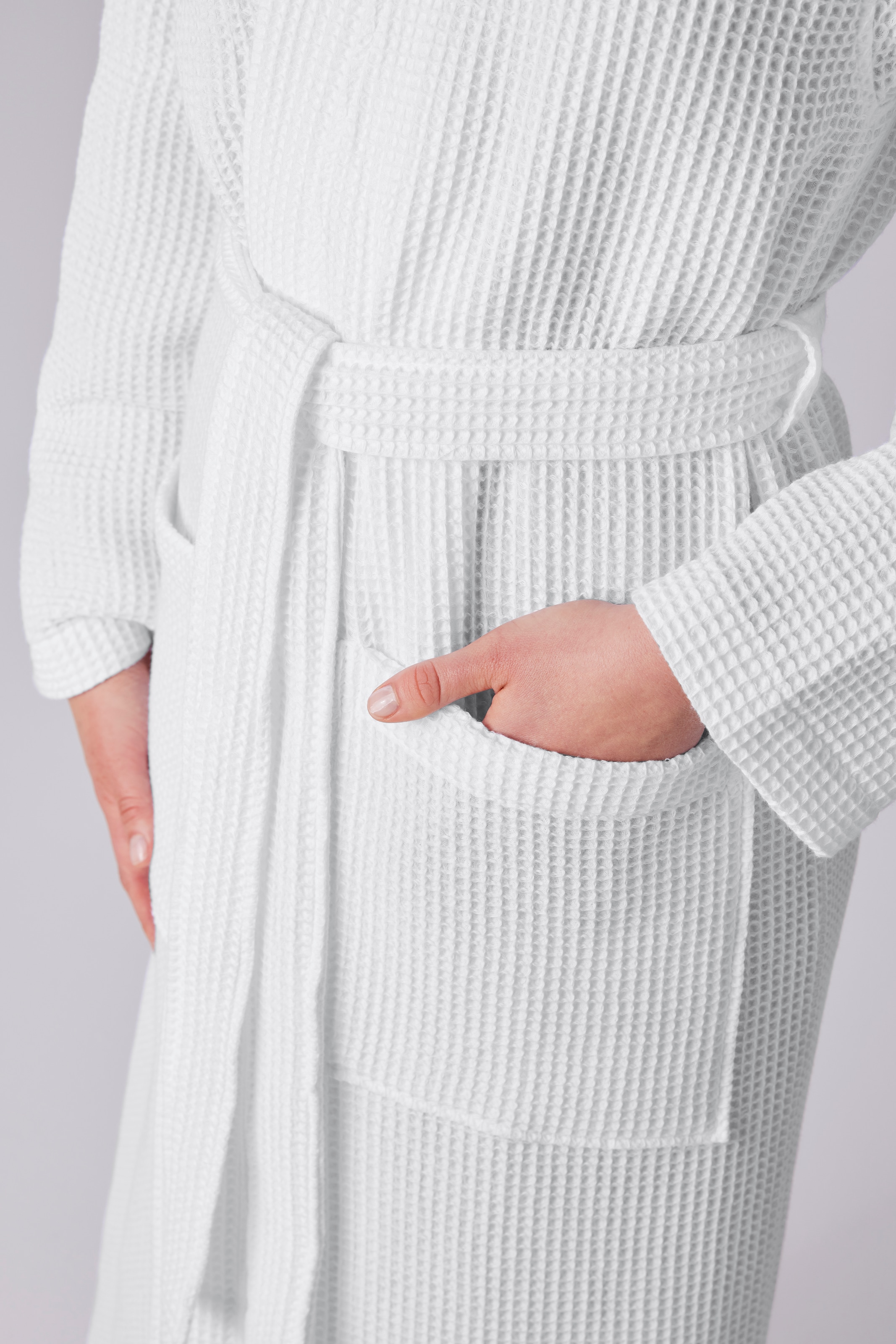 OTTO home Unisex-Bademantel »Inga, Waffelpiqué, leicht, ideal für Sauna & Spa, Hotelbademantel« 1 Stk. kleines Packmaß, Taschen, Damen & Herren, S-3XL, Morgenmantel