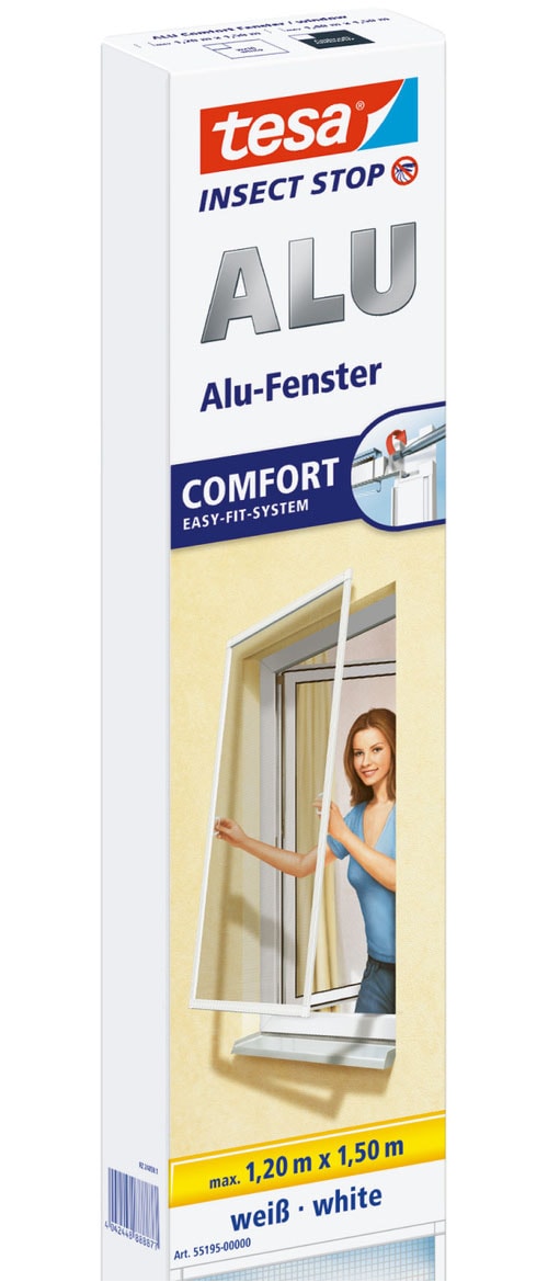 tesa Insektenschutz-Fensterrahmen »Insect Stop ALU Comfort Fliegengitter für Fenster - 1.2 m : 1.5 m« Packung, Fliegennetz, Aluminiumrahmen, 1 Stk. tlg. Insektenschutz für Fenster - Aluminiumrahmen