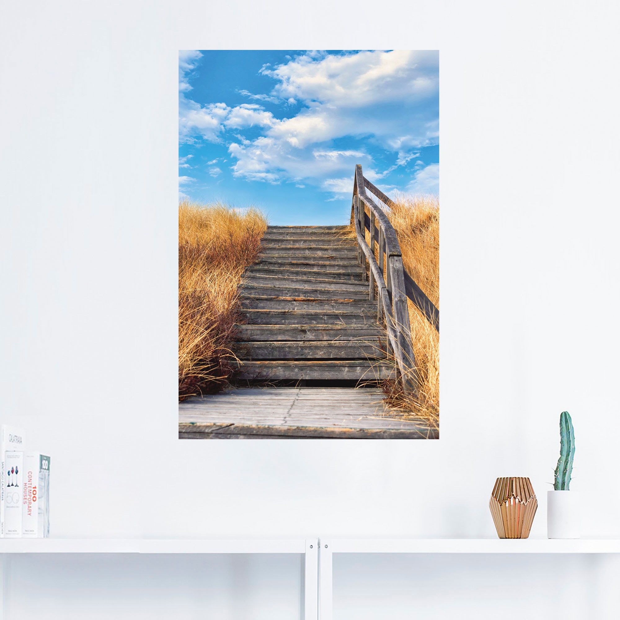 Insel Poster (1 in Amrum«, als Artland Wandaufkleber Wandbild versch. bestellen Bohlenweg »Treppe auf Küstenbilder, Leinwandbild, Rechnung St.), Größen oder Alubild,