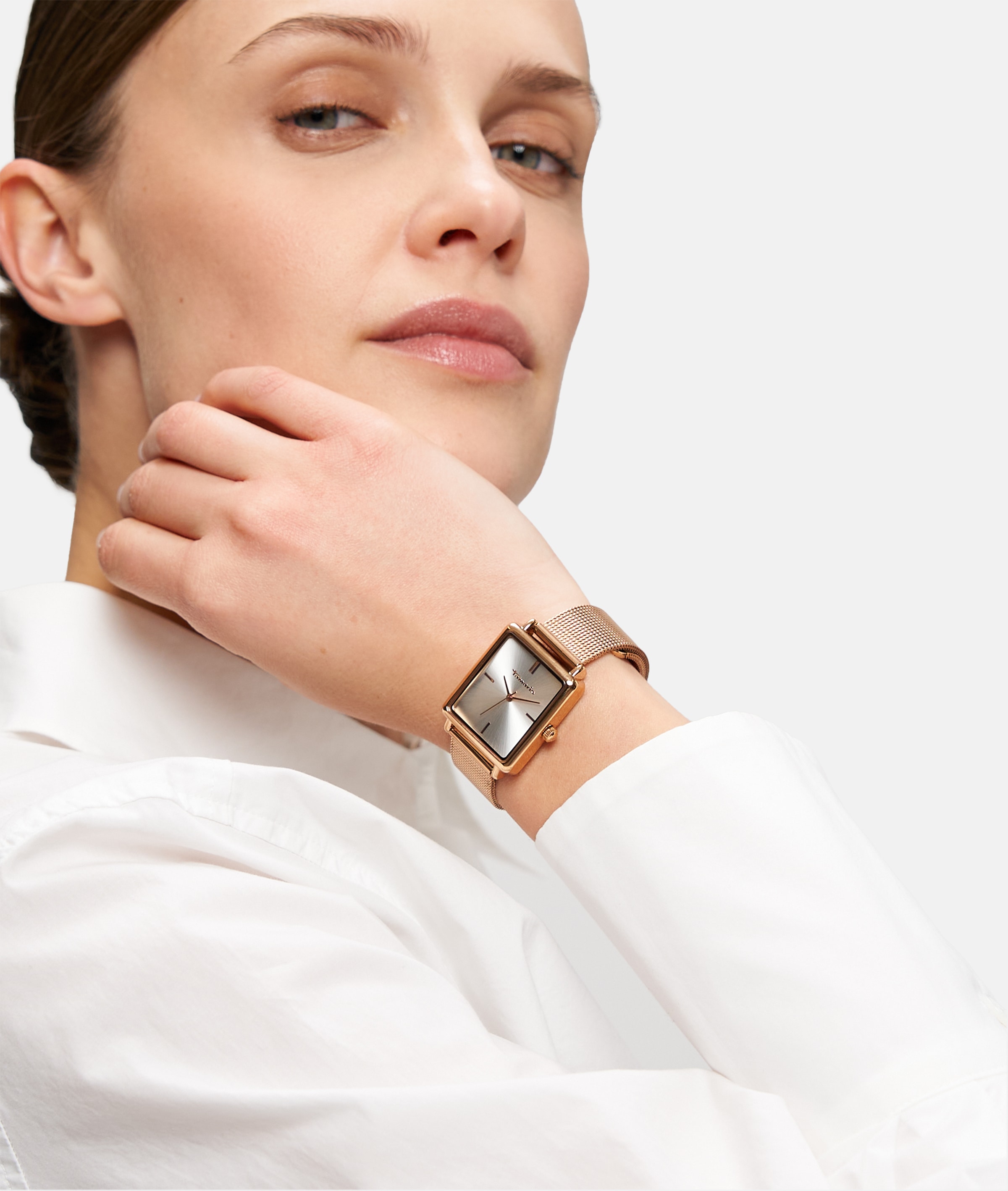 Tamaris Quarzuhr »Square Meets Mesh« Armbanduhr, Damenuhr, Edelstahlarmband, analog