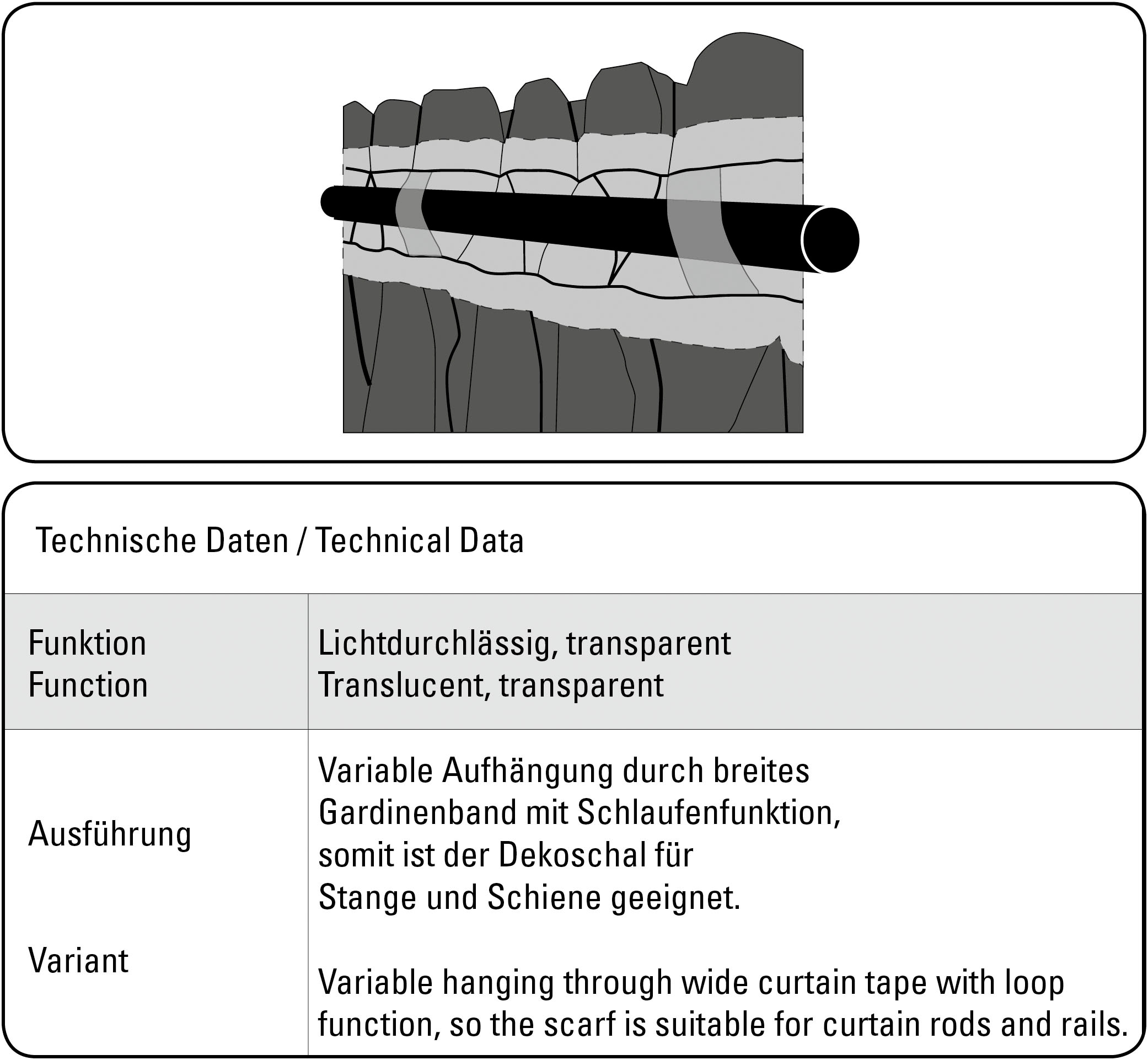 Gardine »Schal Zweige«, (1 St.), mit Gardinenband und verdeckten Schlaufen