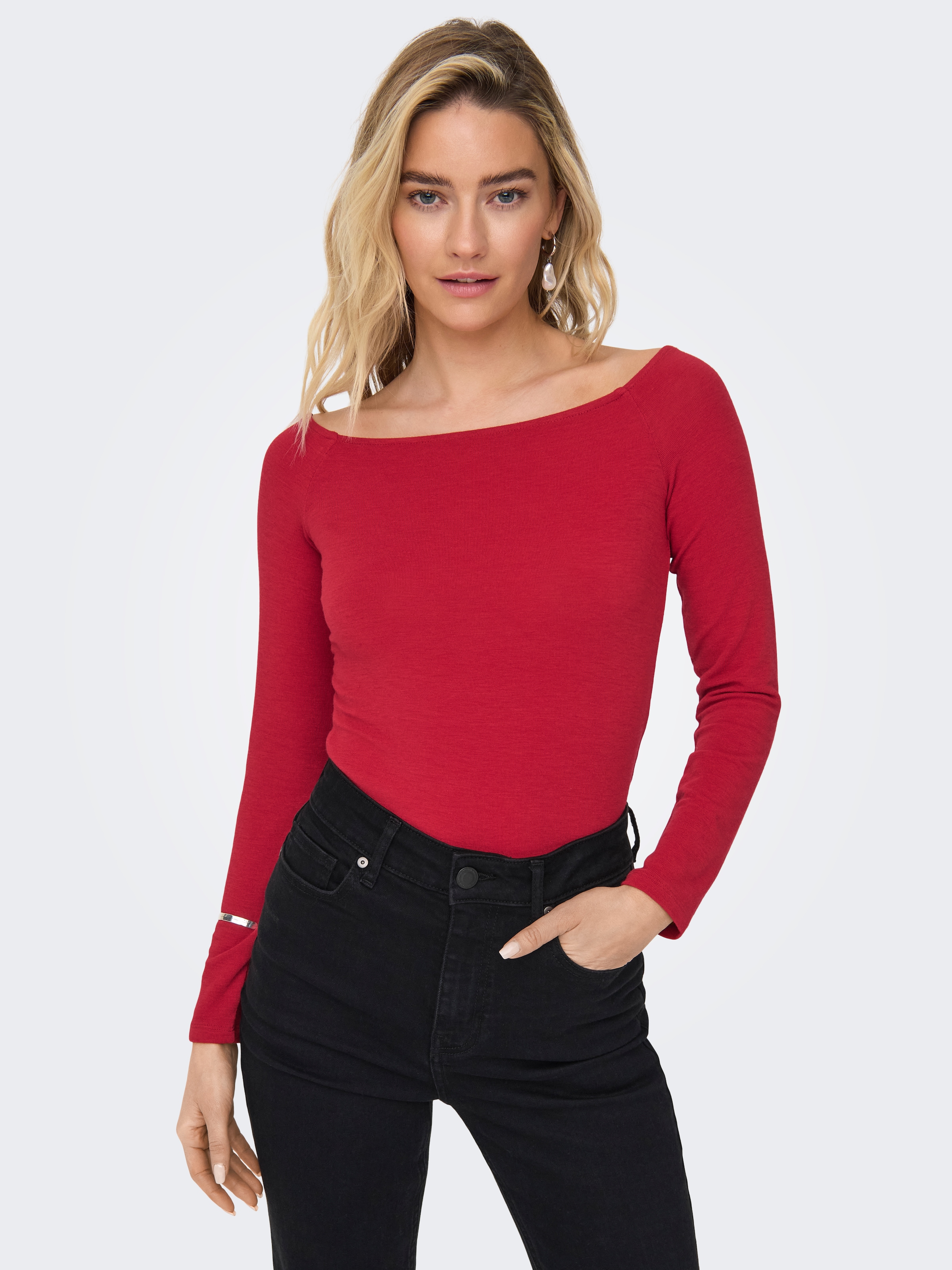 ONLY Langarmshirt »ONLGLAMOUR L/S BOAT NECK TOP BOX CC JRS«