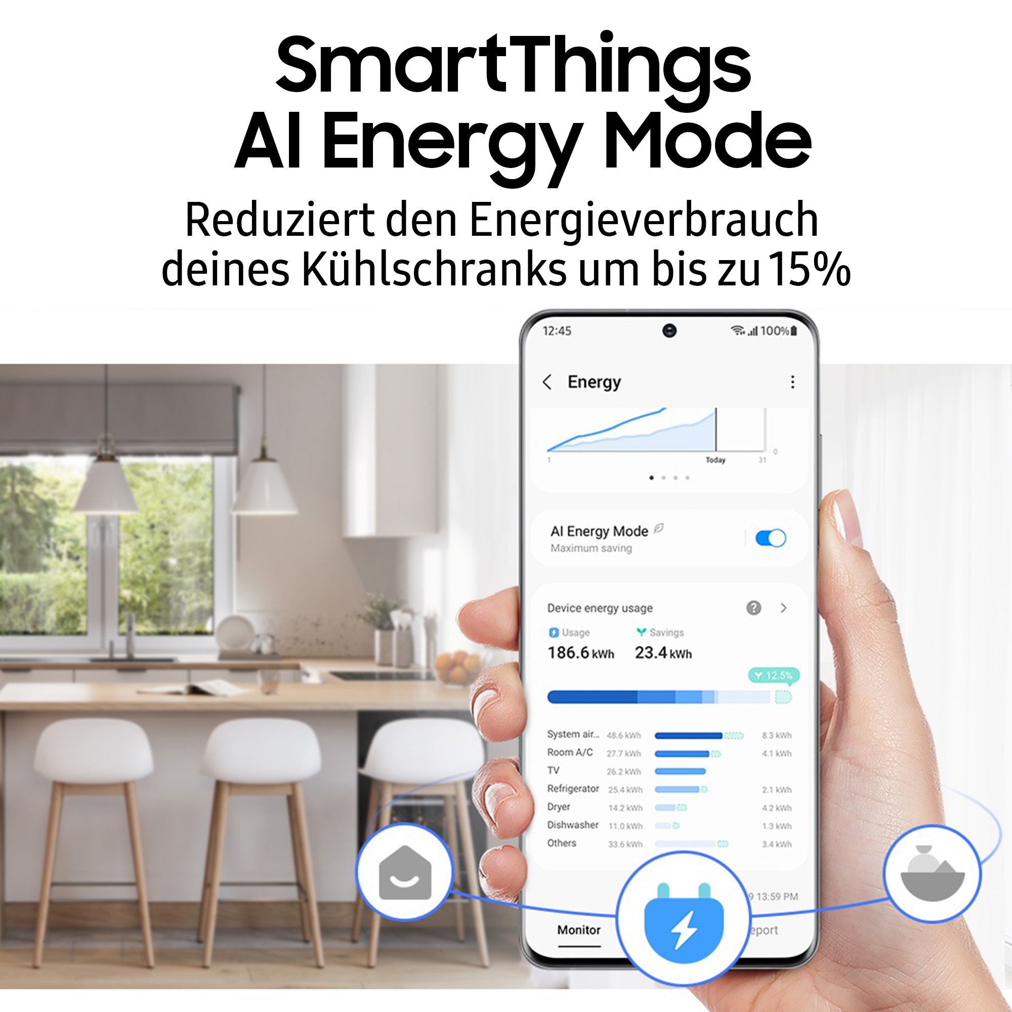 Samsung Kühl-/Gefrierkombination »RL34C652CSA«, No Frost sowie Wifi & AI Energy Mode (SmartThings)