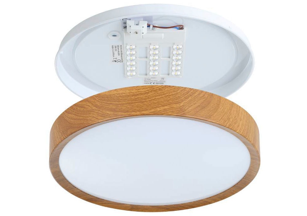 EGLO Deckenleuchte »MUSURITA«, 1 flammig, Leuchtmittel LED-Modul | LED wechselbar, Deckenlampe, Wohnzimmer, Stahl, Kunststoff, Holz-Optik, Weiß, Ø34 cm
