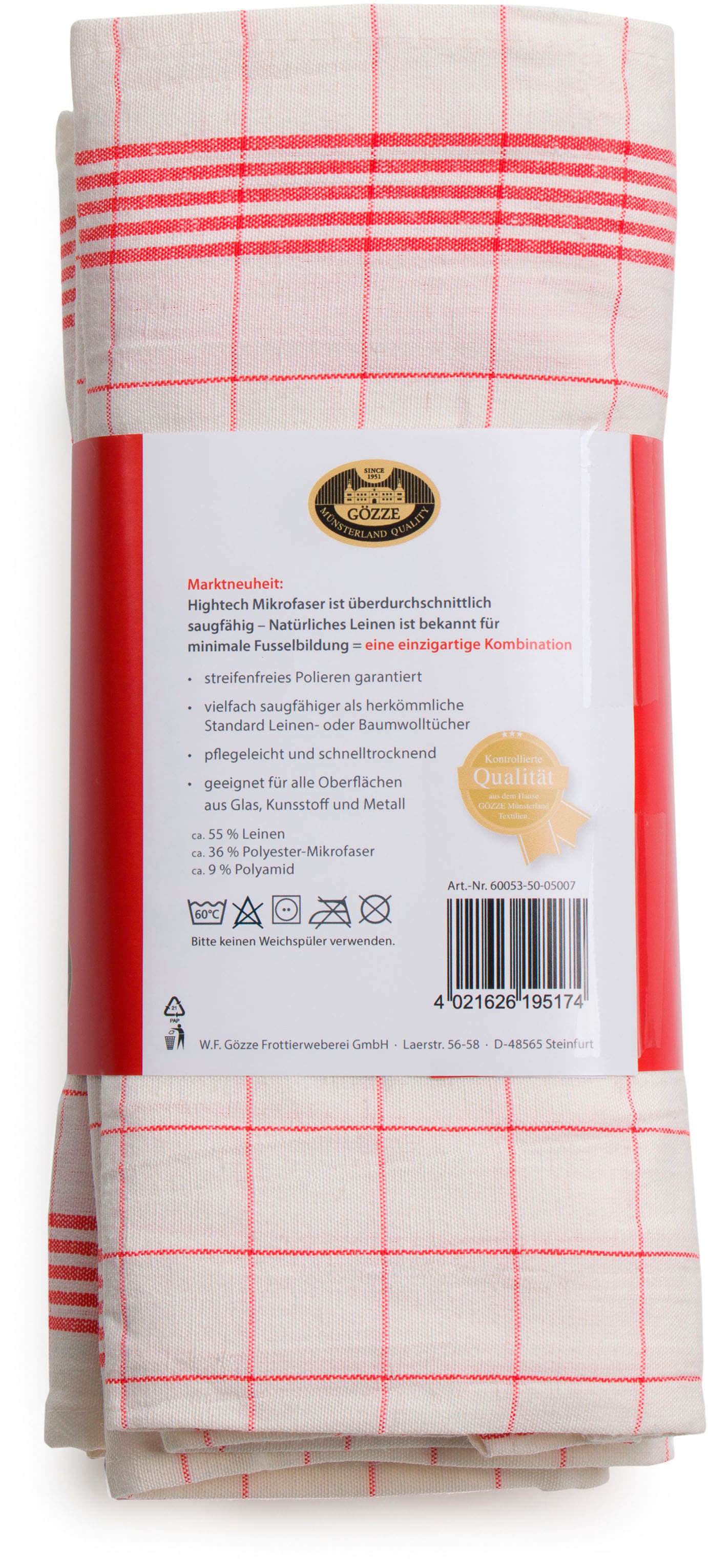 Gözze Geschirrtuch »Gläser und Poliertuch, Des. 60053, 60x80 cm«, (Set, 10 tlg.), Mikrofaser