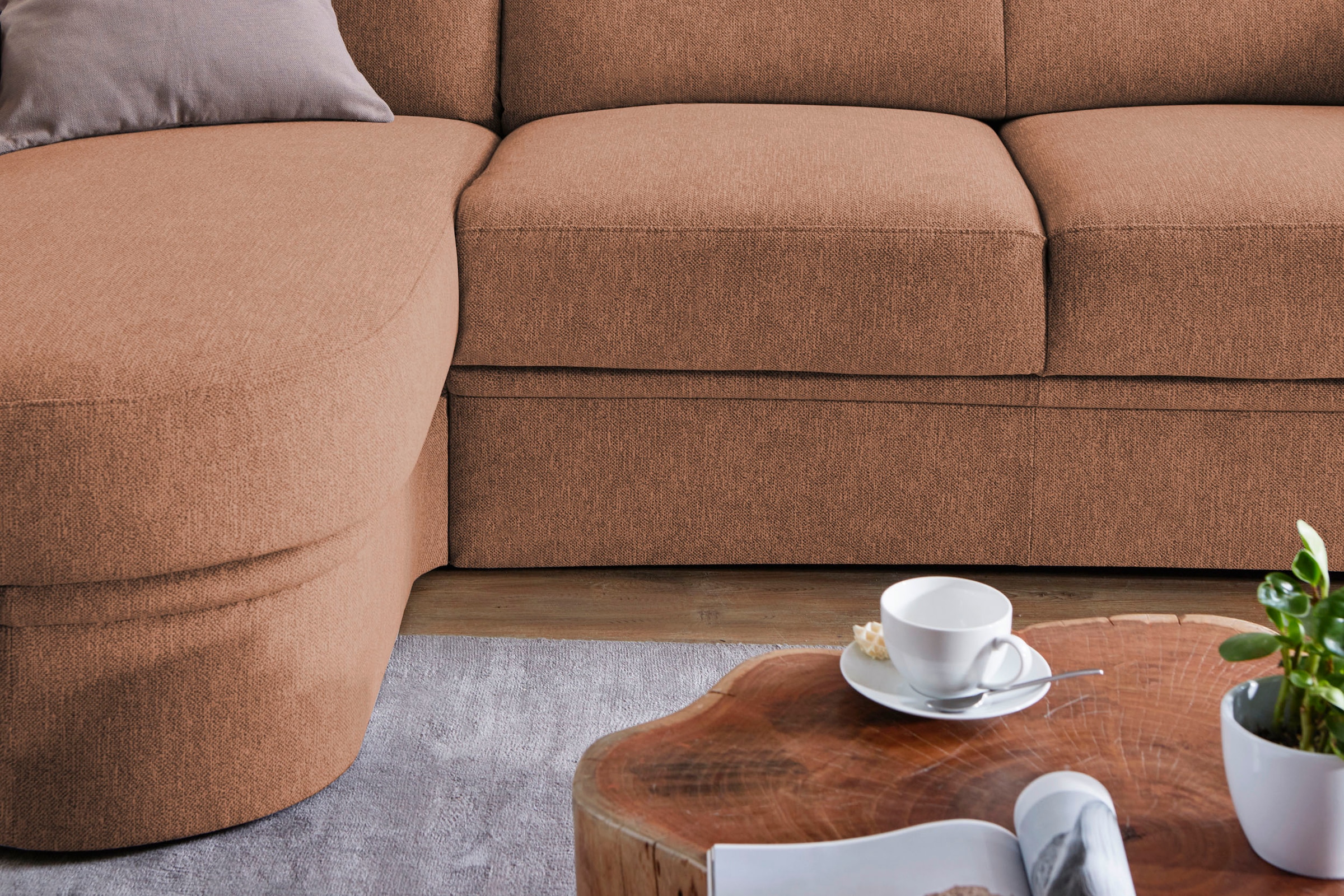 VILLA BECK Ecksofa »Varese L-Form«, (2 St.), Kopfteilverstellung, wahlweise mit Sitzvorzug, in Sitzhöhe 49 cm