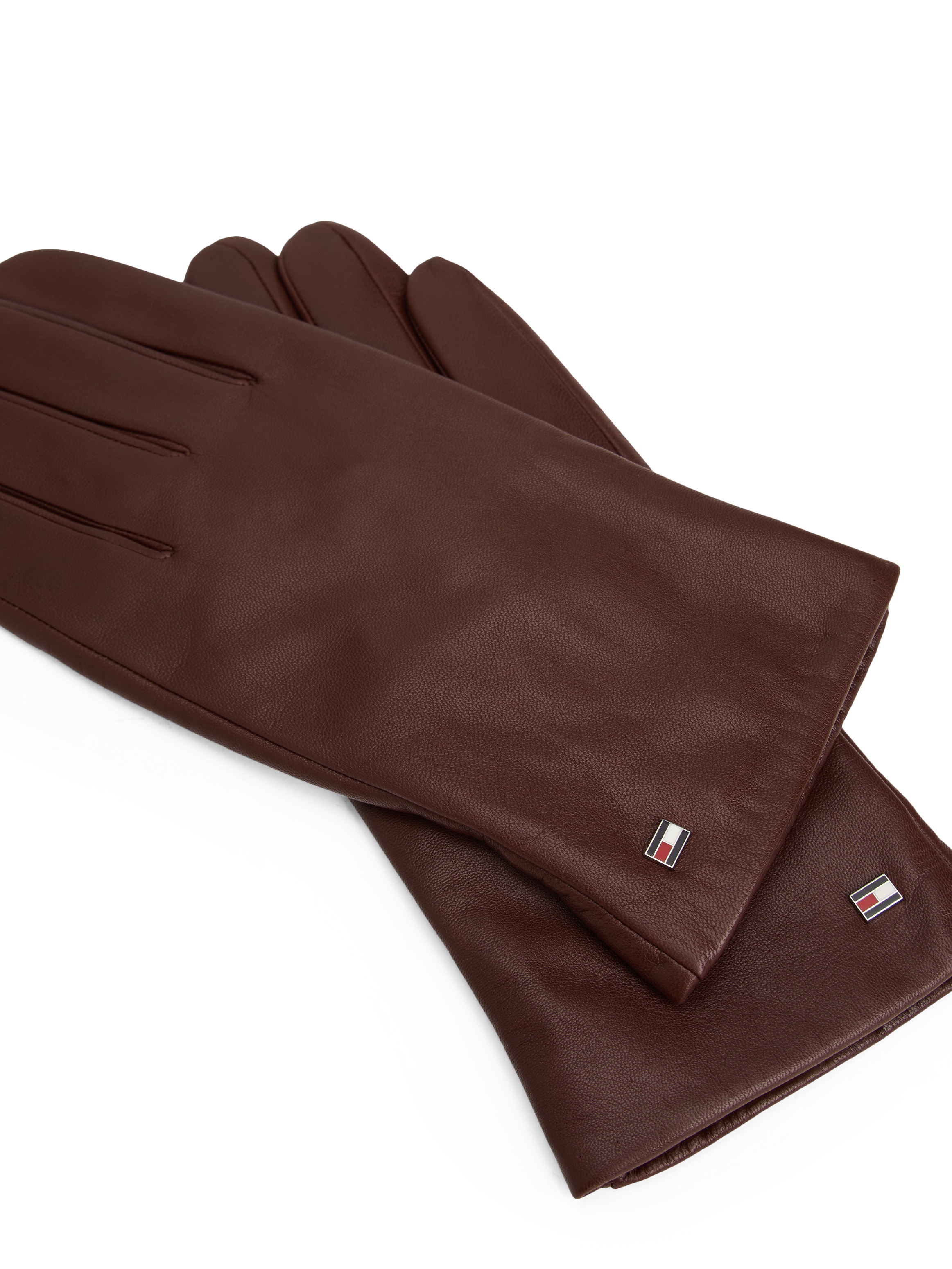 Tommy Hilfiger Lederhandschuhe »ESSENTIAL FLAG LEATHER GLOVES«, mit Tommy Hilfiger Flagge