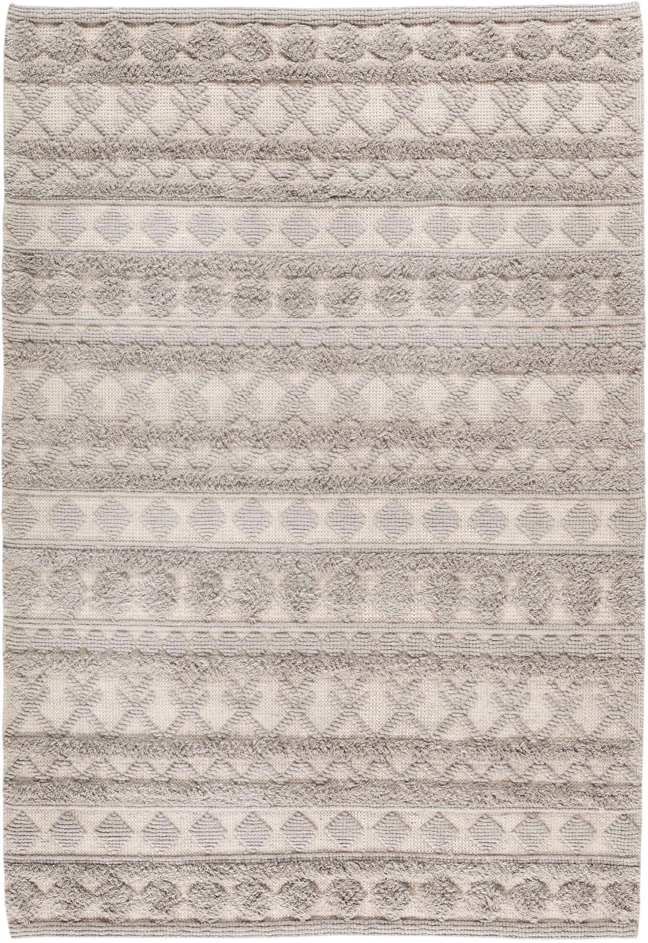LUXOR living Wollteppich »Hägga«, rechteckig, 15 mm Höhe, Handweb Teppich, reine Wolle, handgewebt, Hoch-Tief Struktur