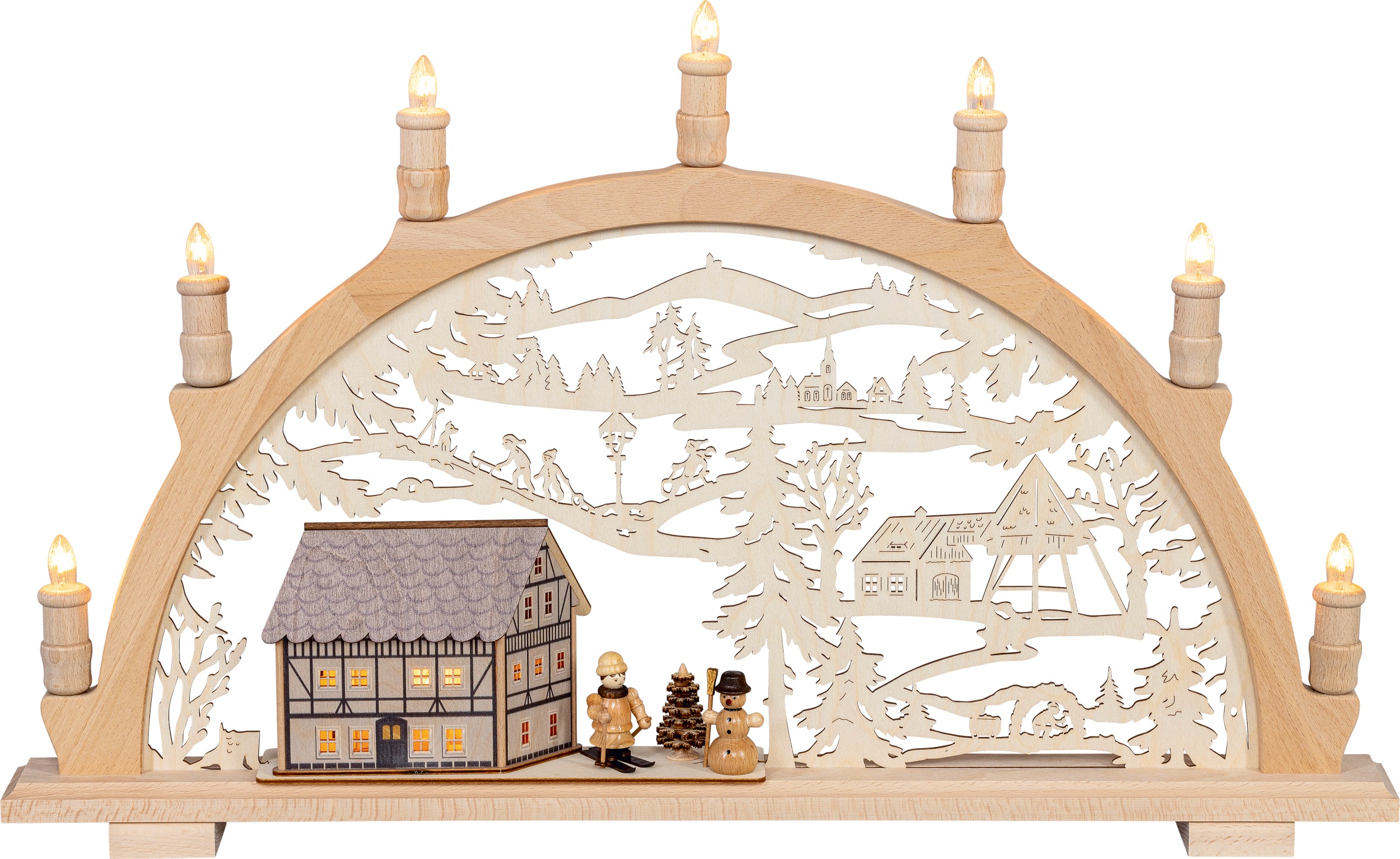 SAICO Original LED Schwibbogen »Lichterbogen, Fachwerkhaus mit Winterkinder günstig online kaufen