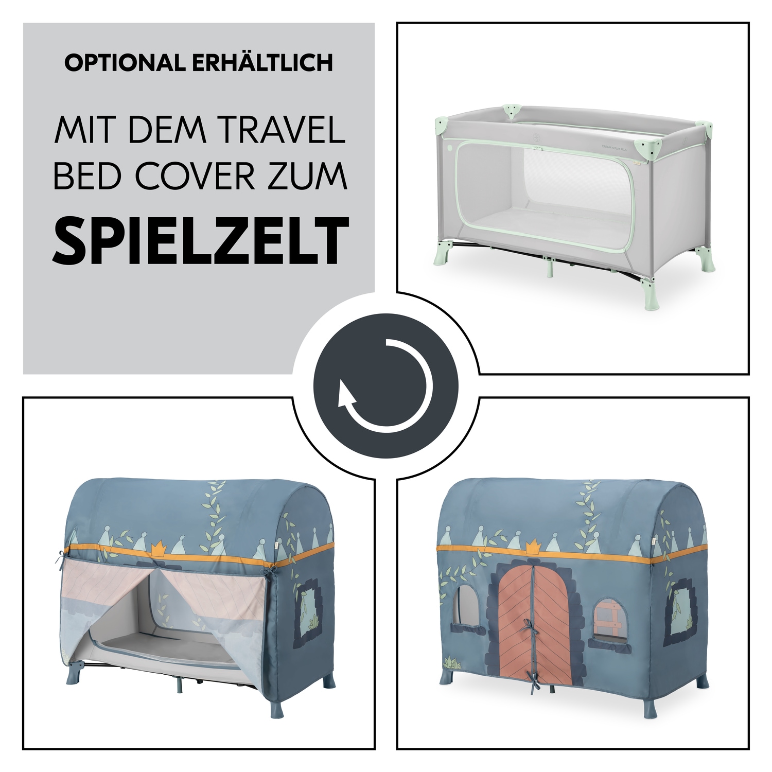 Hauck Baby-Reisebett »Dream N Play Plus, Dusty Mint«, Vorderausstieg