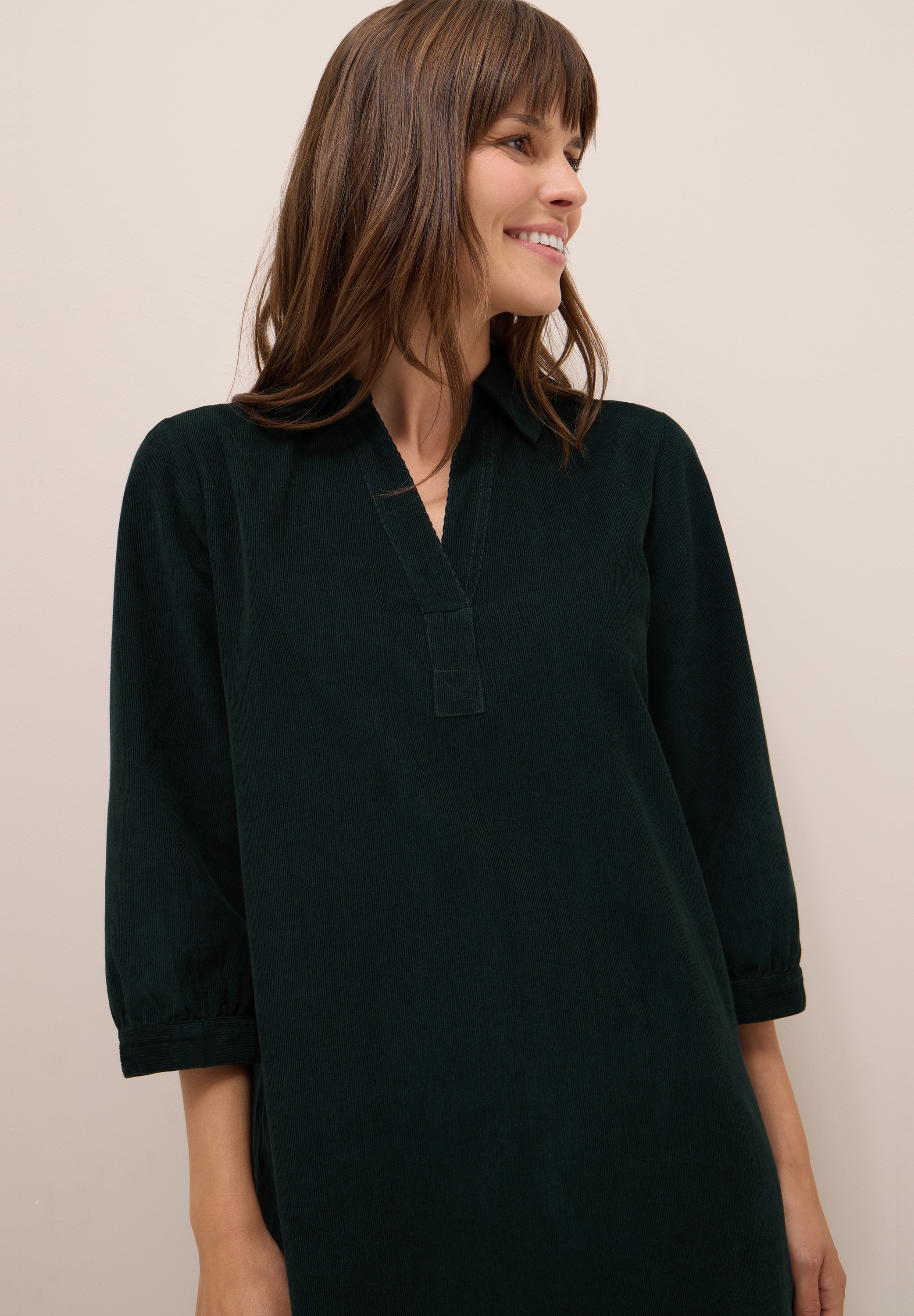 Cecil Cordkleid aus reiner Baumwolle, Split Neck