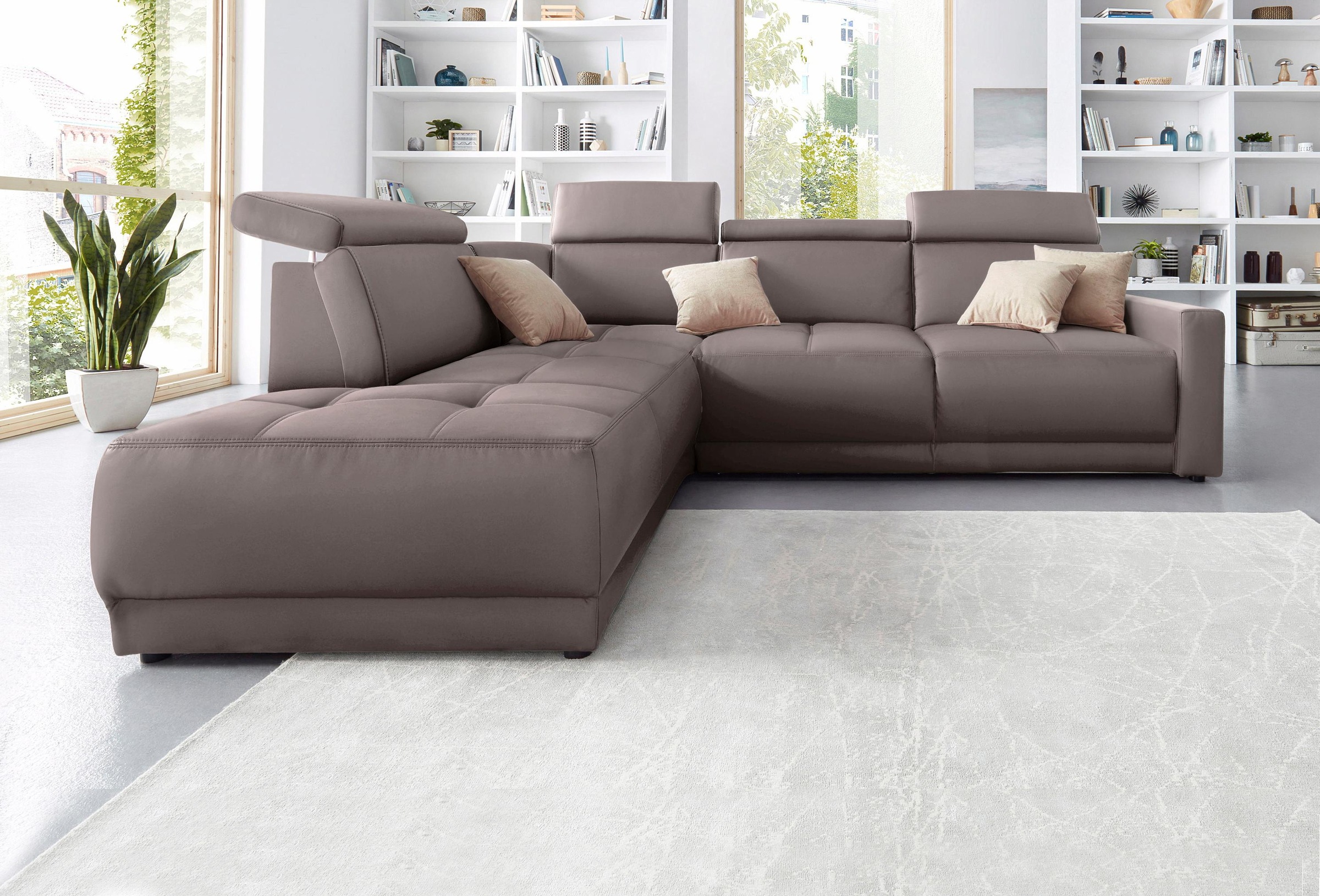 DOMO collection Ecksofa »Ava, moderne Sitzheftung mit toller Doppelnaht, ko günstig online kaufen