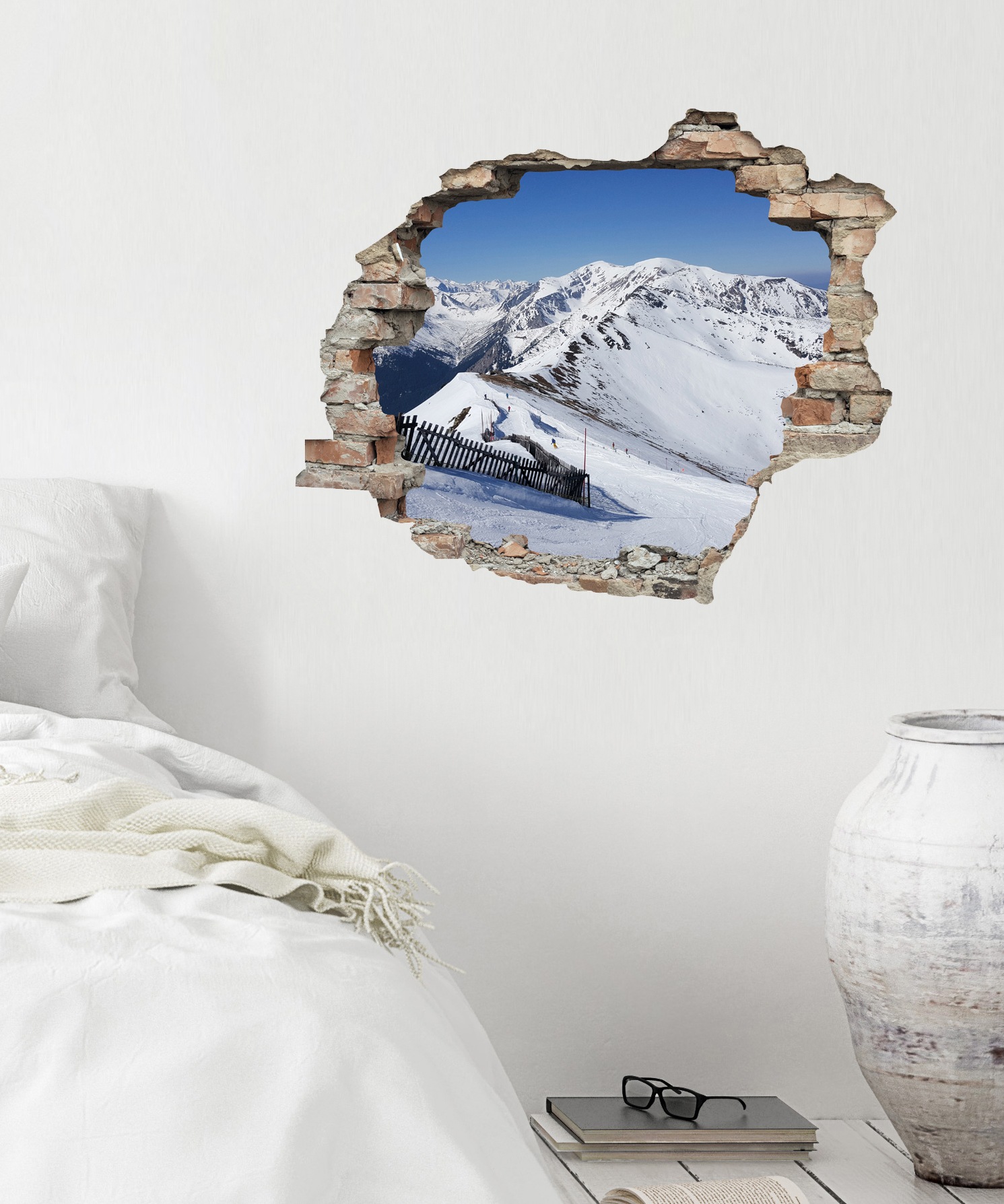 queence Wandtattoo »Berge«, (1 St.), Wandsticker, Wandbild, selbstklebend, 3D, Wanddurchbruch