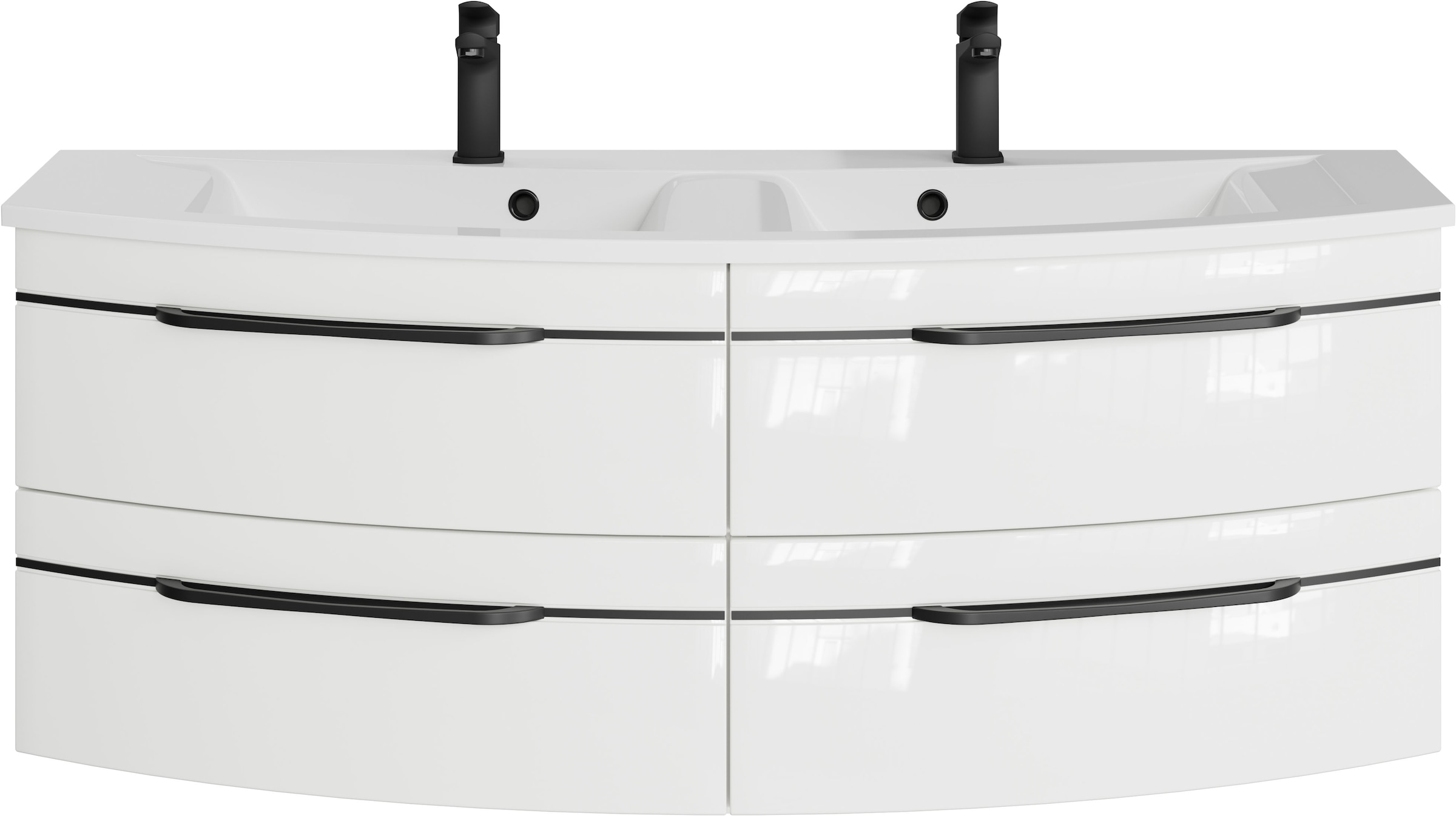 Saphir Waschtisch »Serie 7045 Mineralmarmor-Waschtisch und Unterschrank, 131 cm breit«, Doppel-Waschplatz mit 4 Schubladen, Badmöbel Set mit Waschtisch