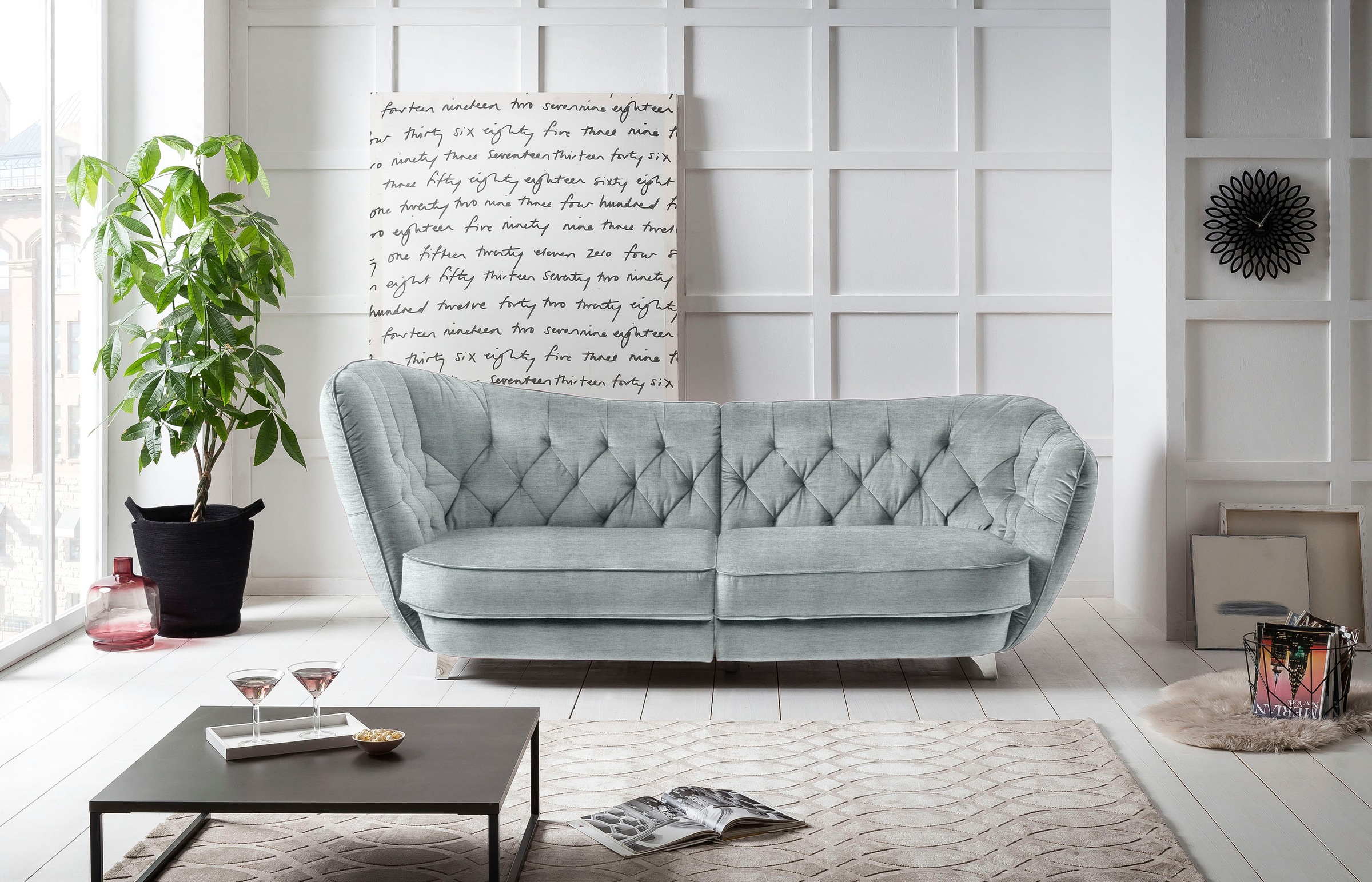 Leonique Big-Sofa »Retro«, stylischer Hochlehner günstig online kaufen
