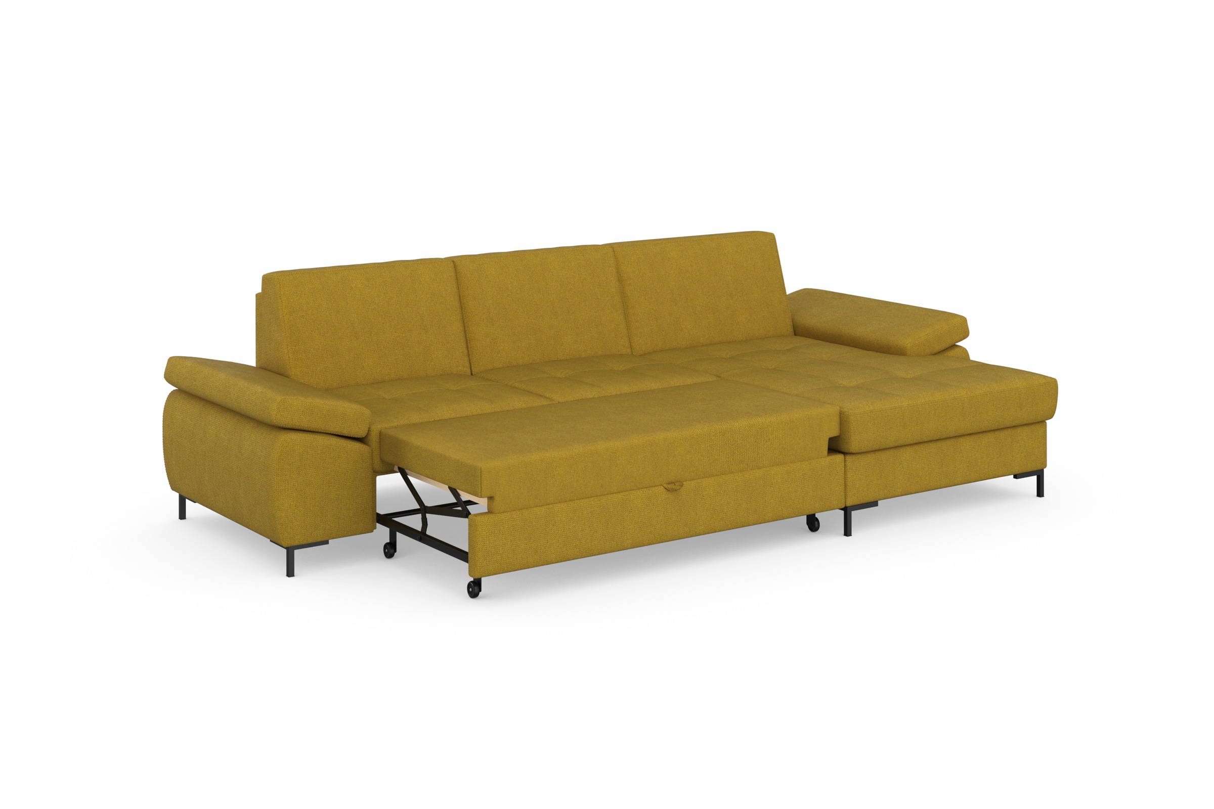 DOMO collection Ecksofa »Capelo, komfortabel, klare Linien zeichnen dieses Design aus, L-Form«, mit Armteilverstellung, wahlweise mit Bettfunktion, Federkern
