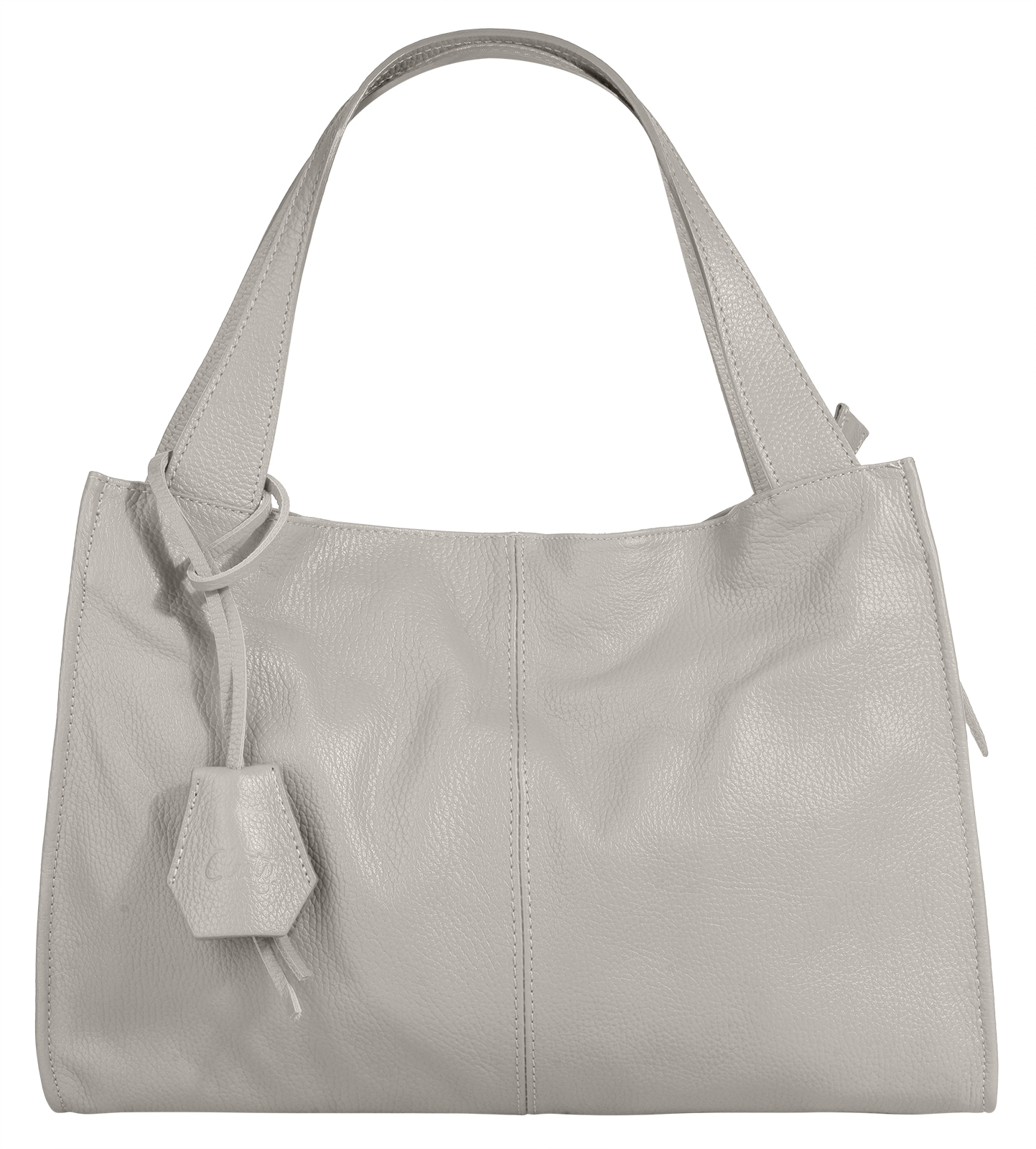 Cluty Damen Shopper echt Leder, Made in Italy grau