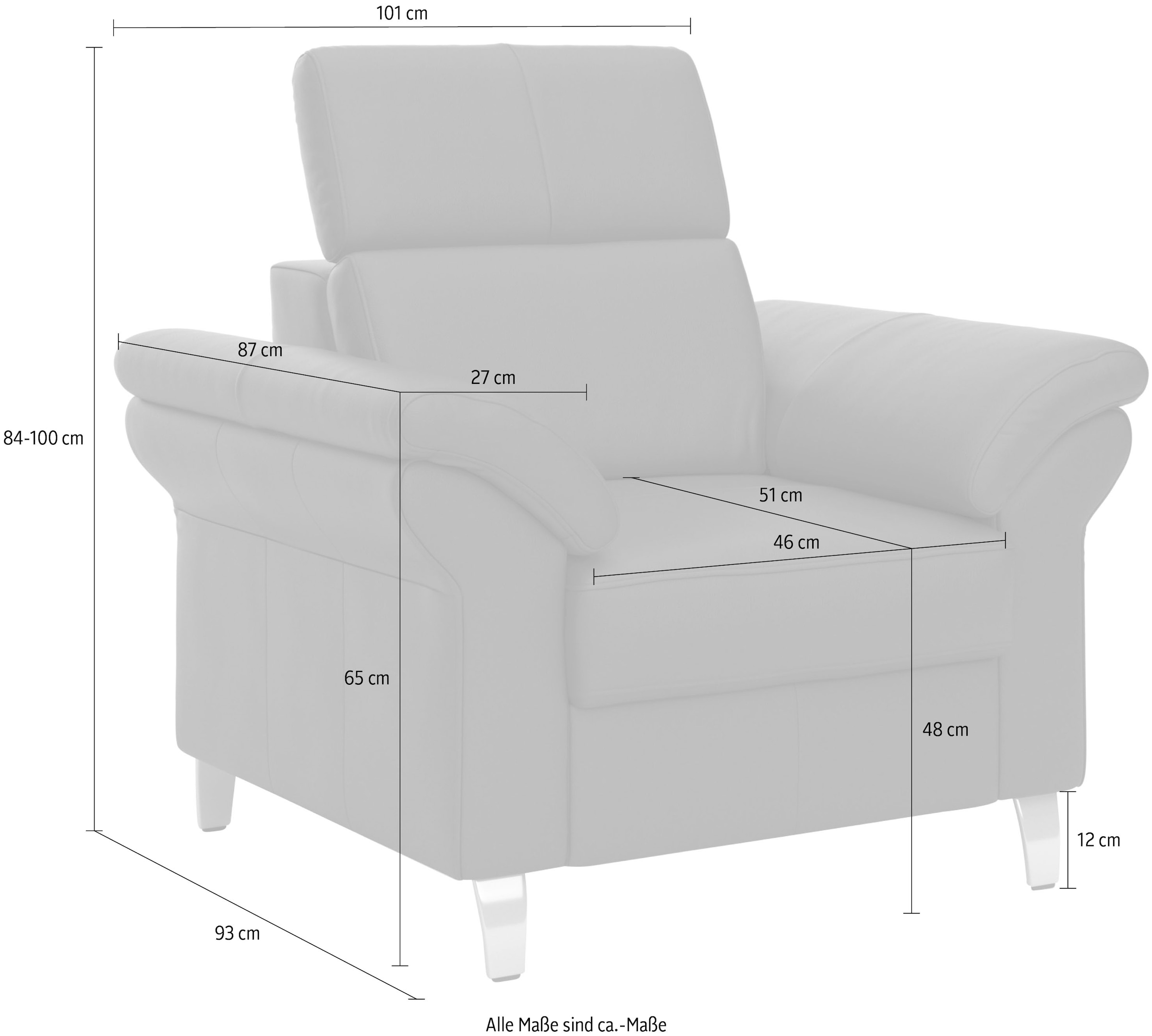 sit&more Sessel »Arngast«, inklusive Federkern und Kopfteilverstellung