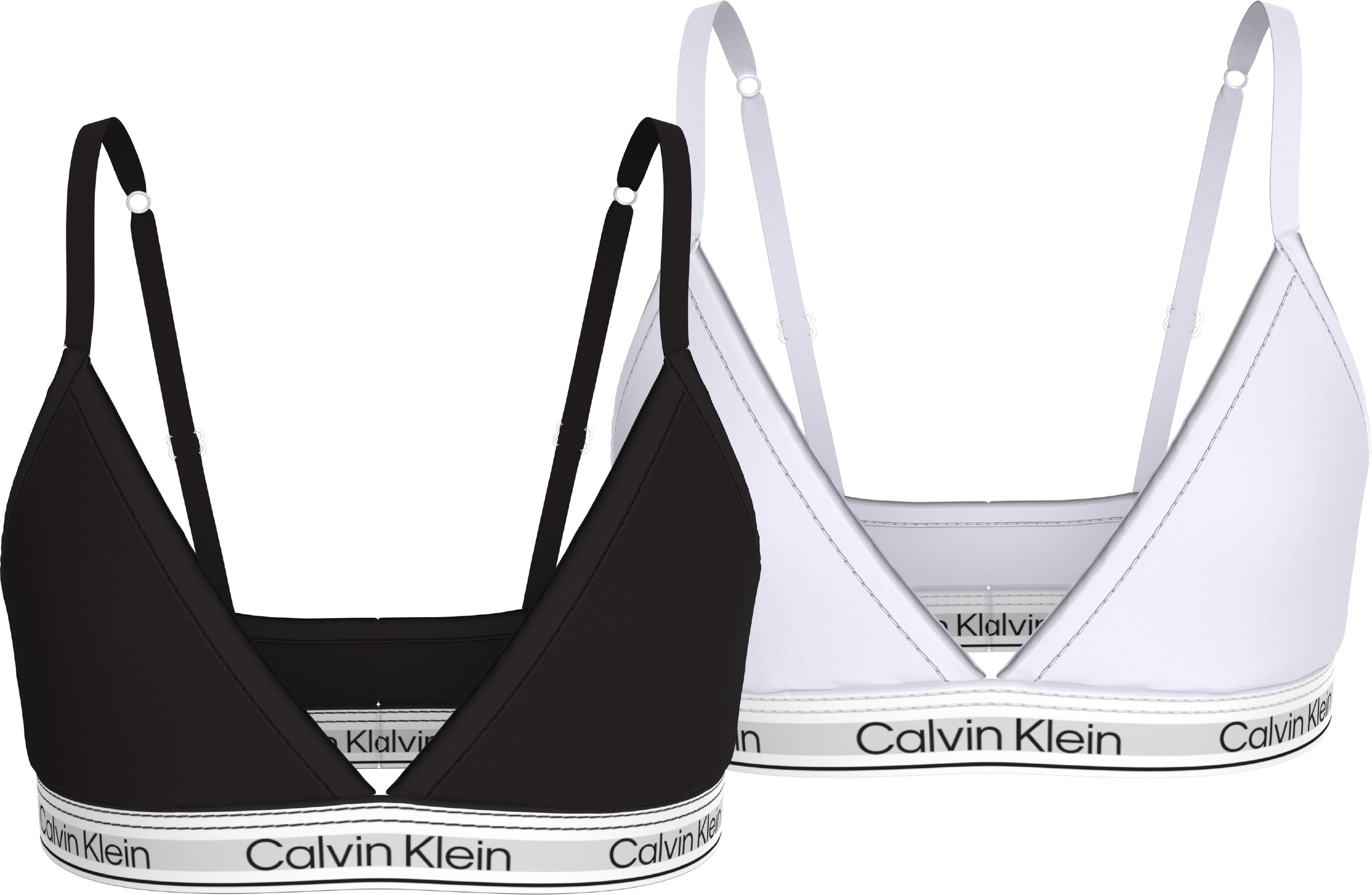 CALVIN KLEIN UNDERWEAR Triangel-BH »2PK TRIANGLE« Packung, 2er-Pack, 2 Stk. tlg., mit Logobund Pvh Black/Pvh Classic White 164/170 - N-Gr N-Gr...