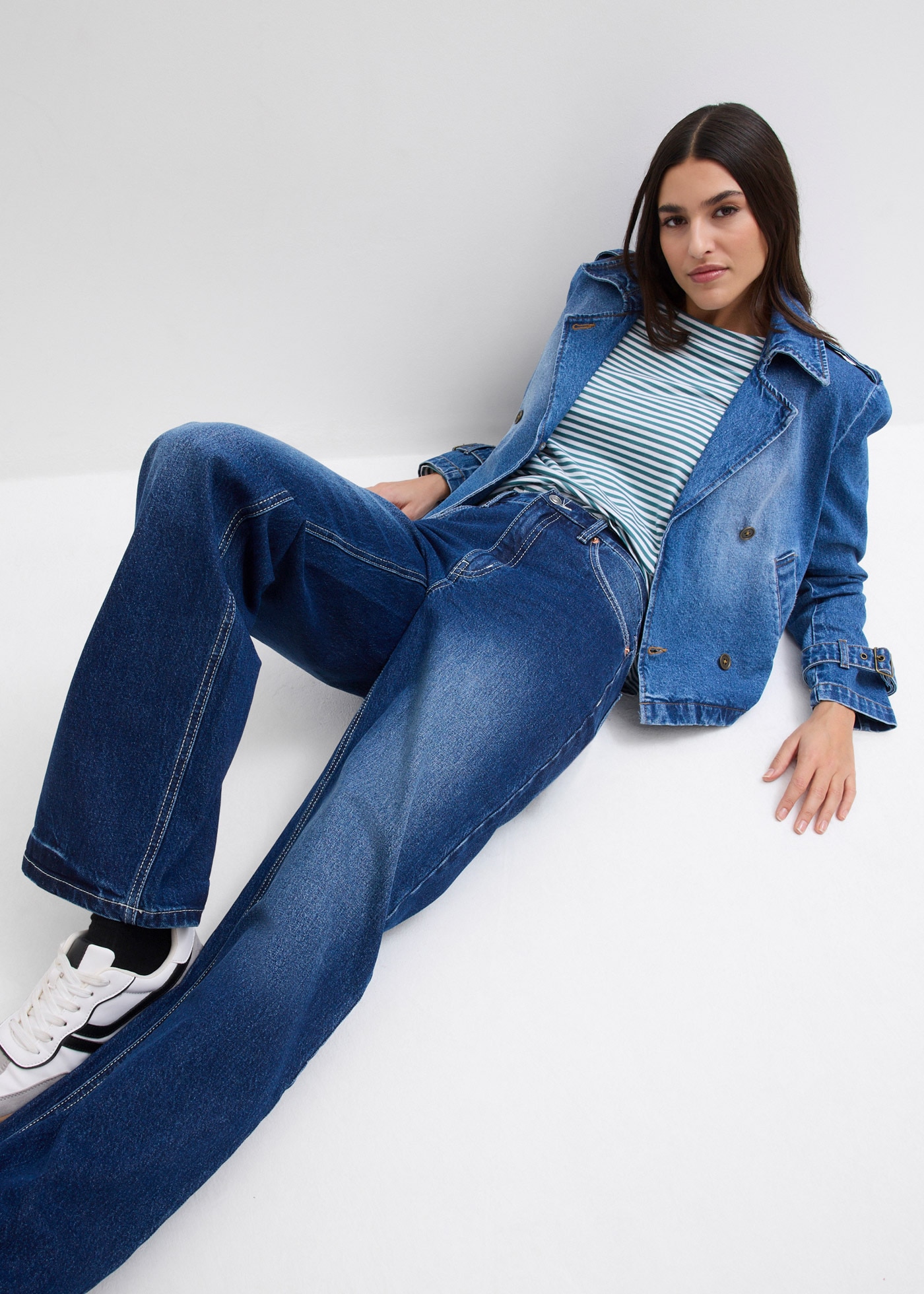 bonprix Weite Jeans loose fit Passform, hoher Bund, aus überwiegend Baumwolle