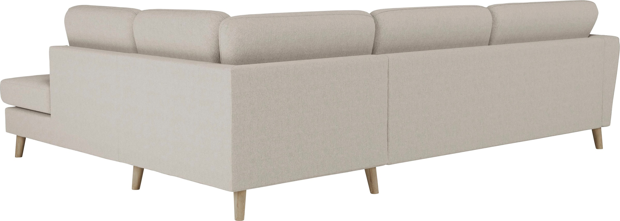 Home affaire Ecksofa »MARSEILLE 278/202 cm, L-Form, Ottom. rechts/links, verschiedene Bezüge«, Massivholzbeine Eiche, Landhausstil, Wellenunterfederung