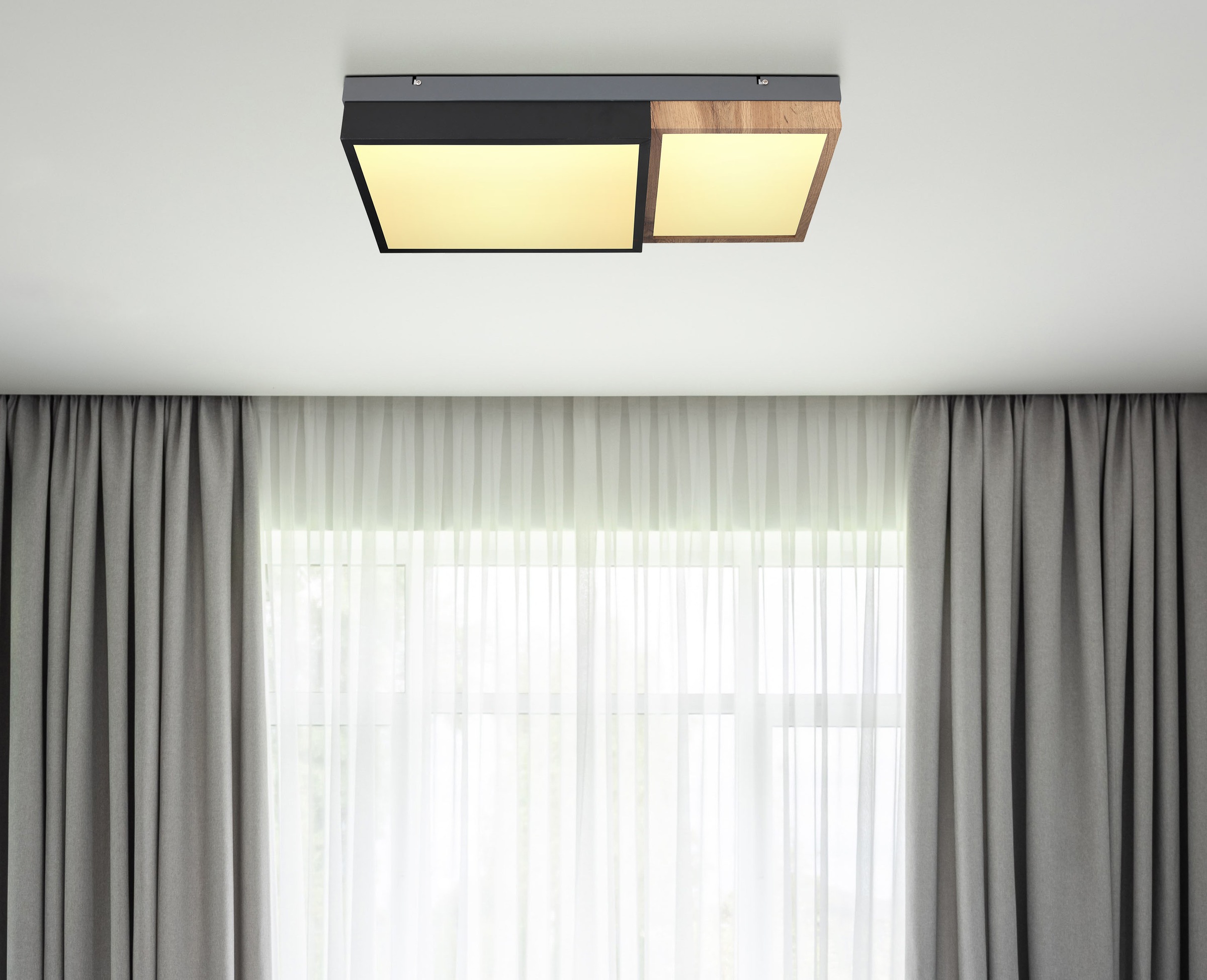 GLOBO LIGHTING LED Deckenleuchte »GUNDI« LED-Modul Warmweiß Deckenlampe/Wohnzimmer/Schlafzimmer/modern/Holz