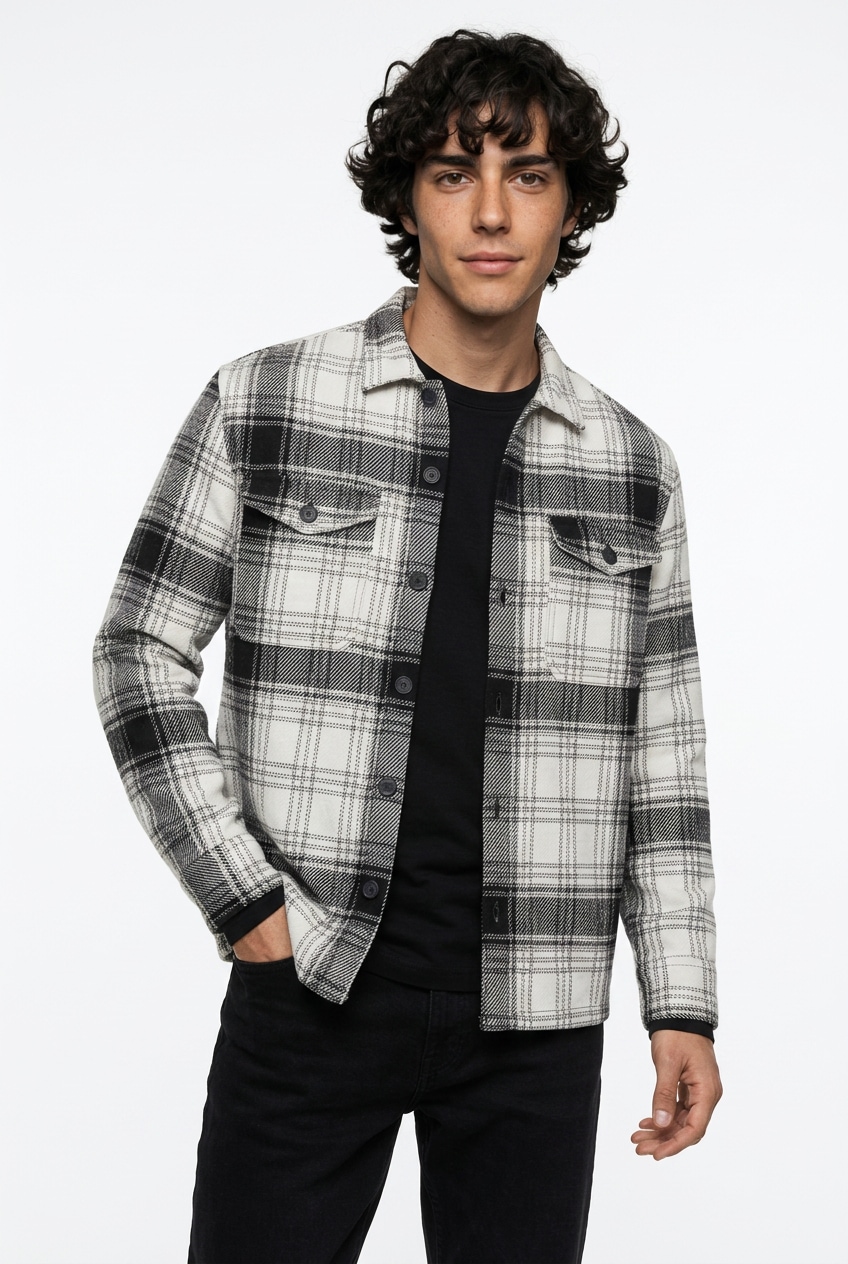 Jack & Jones Langarmhemd »JCOEDDIE CHECK WOOL BLEND OVERSHIRT LS« Overshirt Form