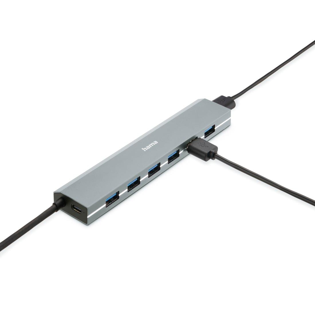 Hama USB-Adapter »USB Hub mit Netzteil und Adapter, 7 Ports mit USB C und USB A Stecker«, 100 cm