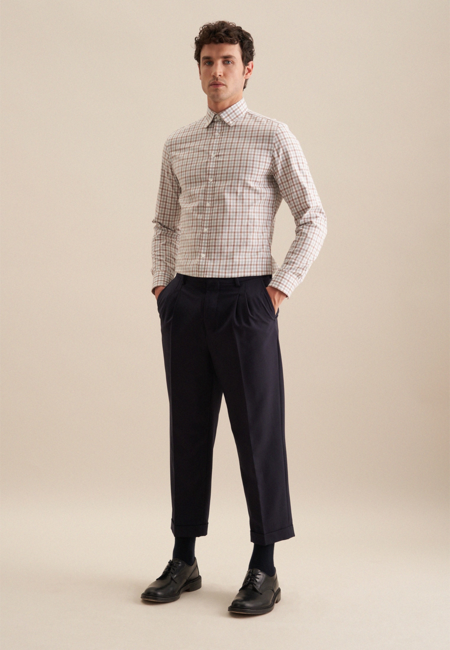 seidensticker Flanellhemd »Comfort«, Comfort Langarm Button-Down-Kragen Karo