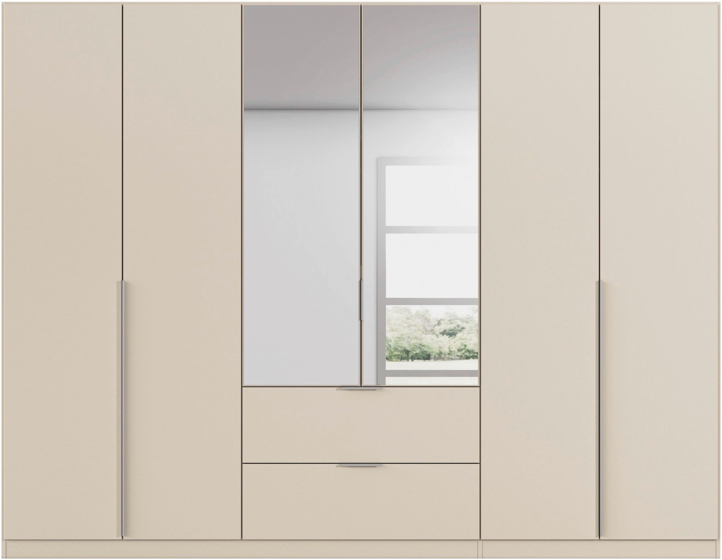 rauch Drehtürenschrank »Kleiderschrank Schrank Garderobe AGORDO mit Dekor- oder Hochglanzfront«, (in zwei Griff-Farben mit Dekor- oder Hochglanzfront), mit Außenschubkästen, in 6 Breiten und 2 Höhen MADE IN GERMANY
