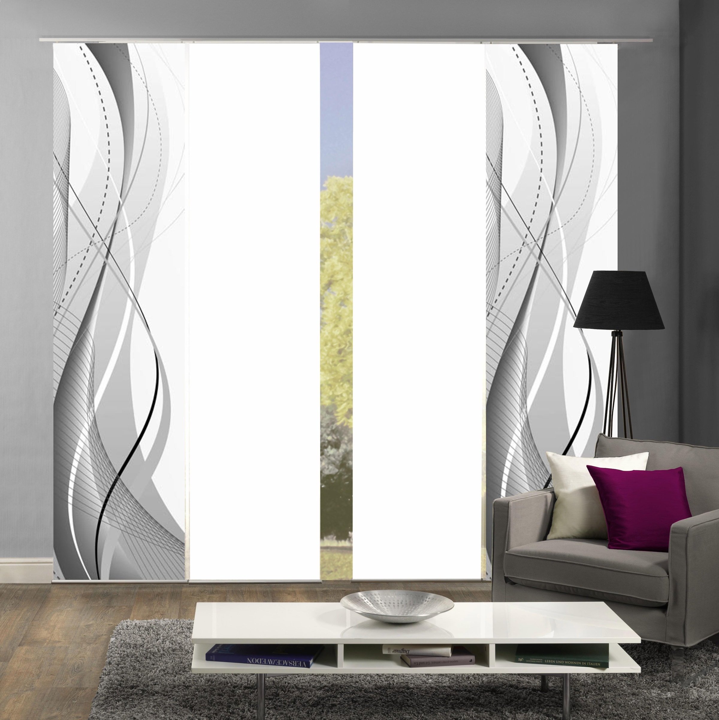 HOME WOHNIDEEN Schiebegardine »WUXi« Klettband 4 Stk. tlg. HxB: 245x60, ink günstig online kaufen