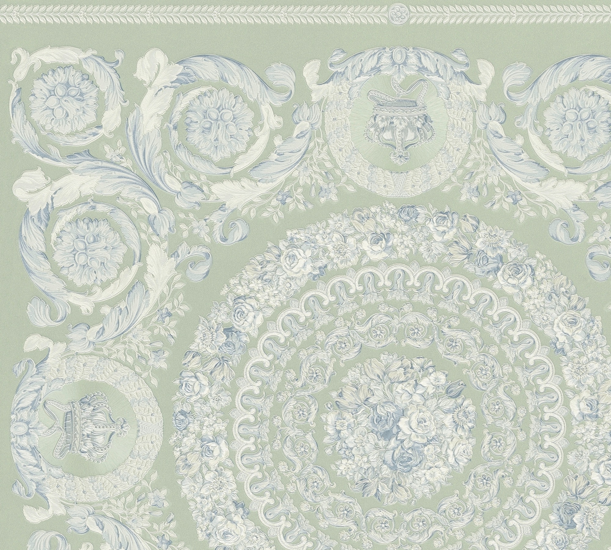 Versace Vliestapete »Versace 6 Heritage –« 3D-Optik | Barock | Motiv geprägt Opulentes Medaillon-Design mit Glanz & fein strukturierter Oberfläche