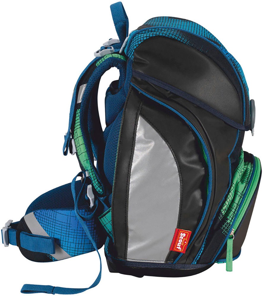 Scout Schulranzen »Alpha Movie Star, mit LED-Display, Blue Pixel«, Retroreflektierende Flächen-LED-Display-Reflektoren, mit Powerbank, enthält recyceltes Material