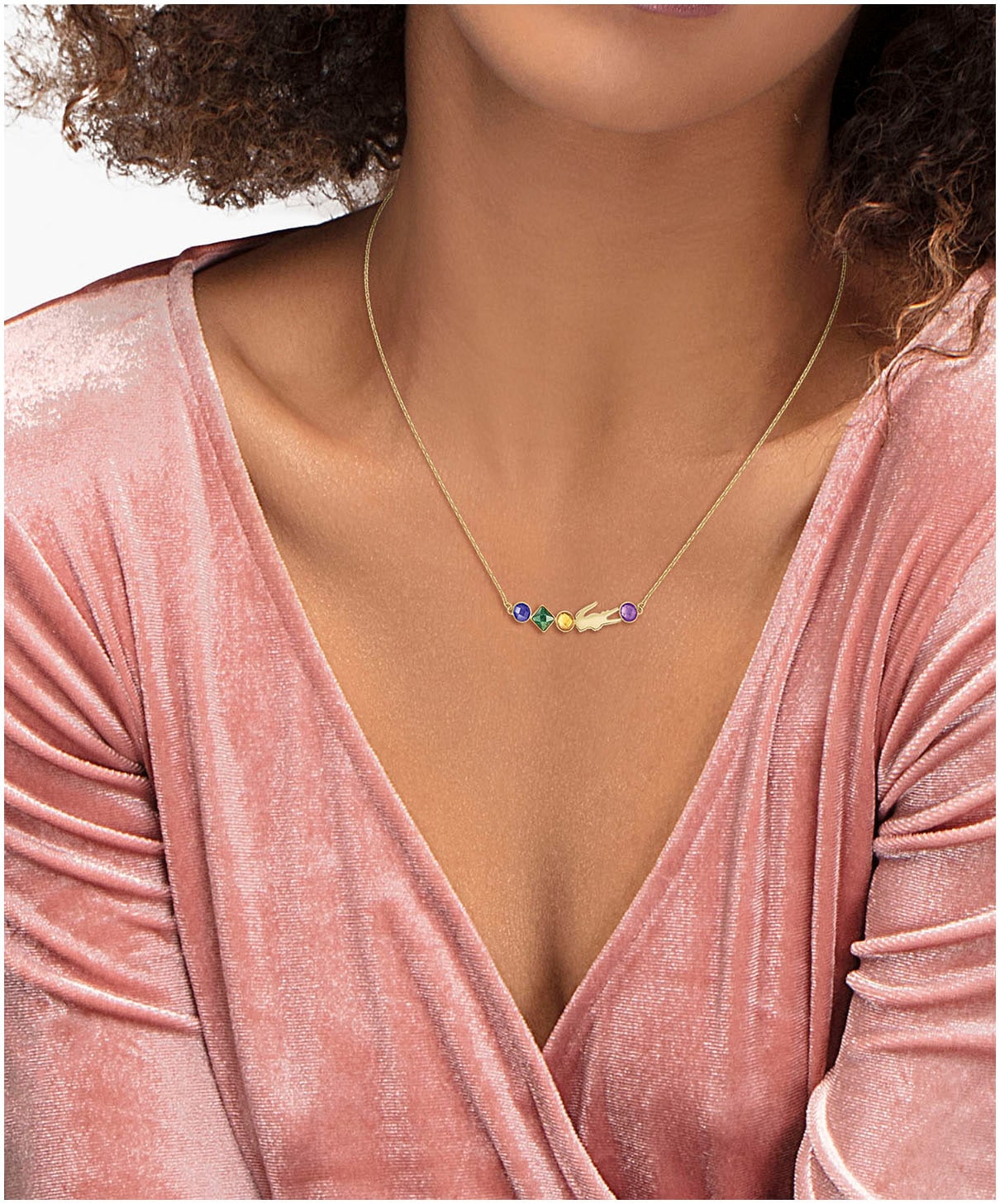 Lacoste Kette mit Anhänger »DEVA, 2040360«, mit Sodalith, Topas, Amethyst, Moosachat