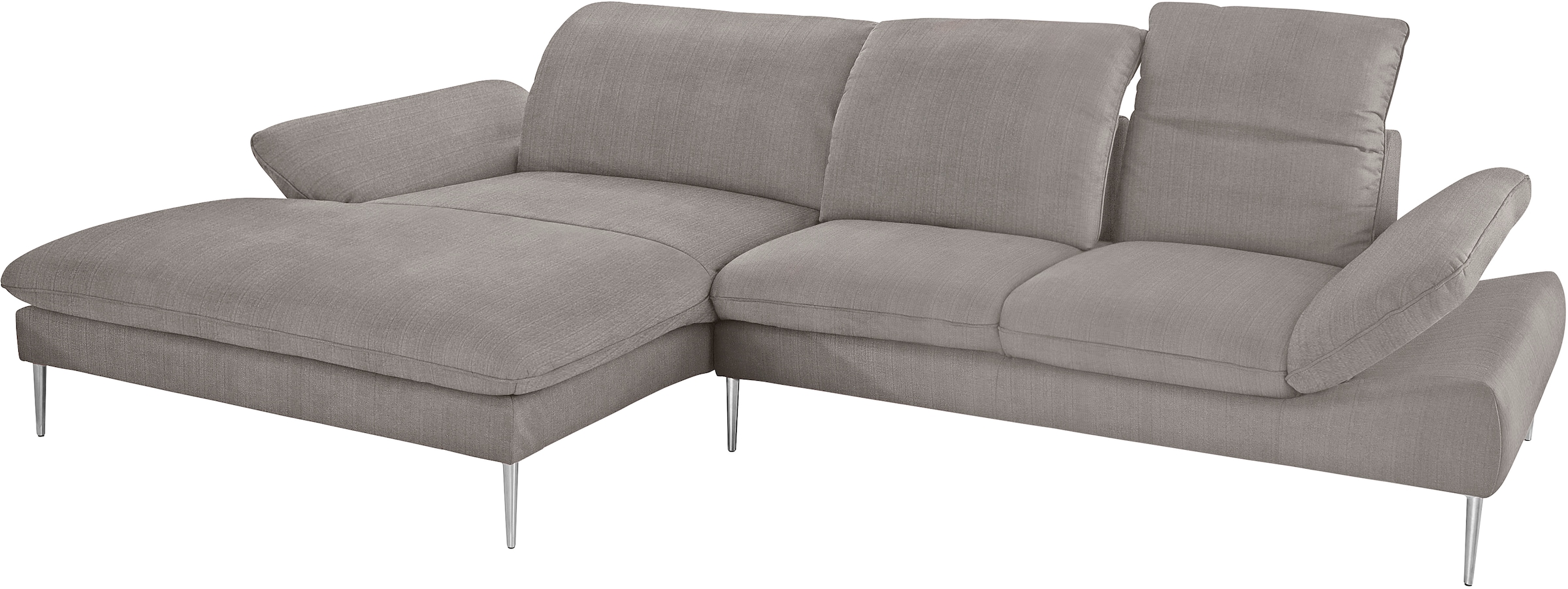 W.SCHILLIG Ecksofa »enjoy&MORE, Designsofa, bequem, zeitlos und elegant, L-Form«, mit Sitztiefenverstellung, Füße Chrom glänzend, Breite 340 cm