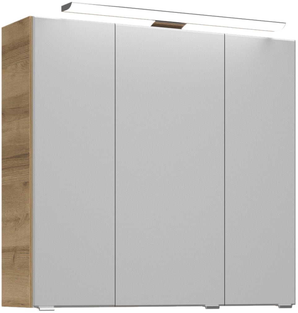 Saphir Badmöbel-Set »Badmöbel-Set Trentino 3-teilig Glas-Waschtisch mit LED-Spiegelschrank«, (4 St.), Badezimmer-Set mit Unterschrank inkl. Türdämpfer
